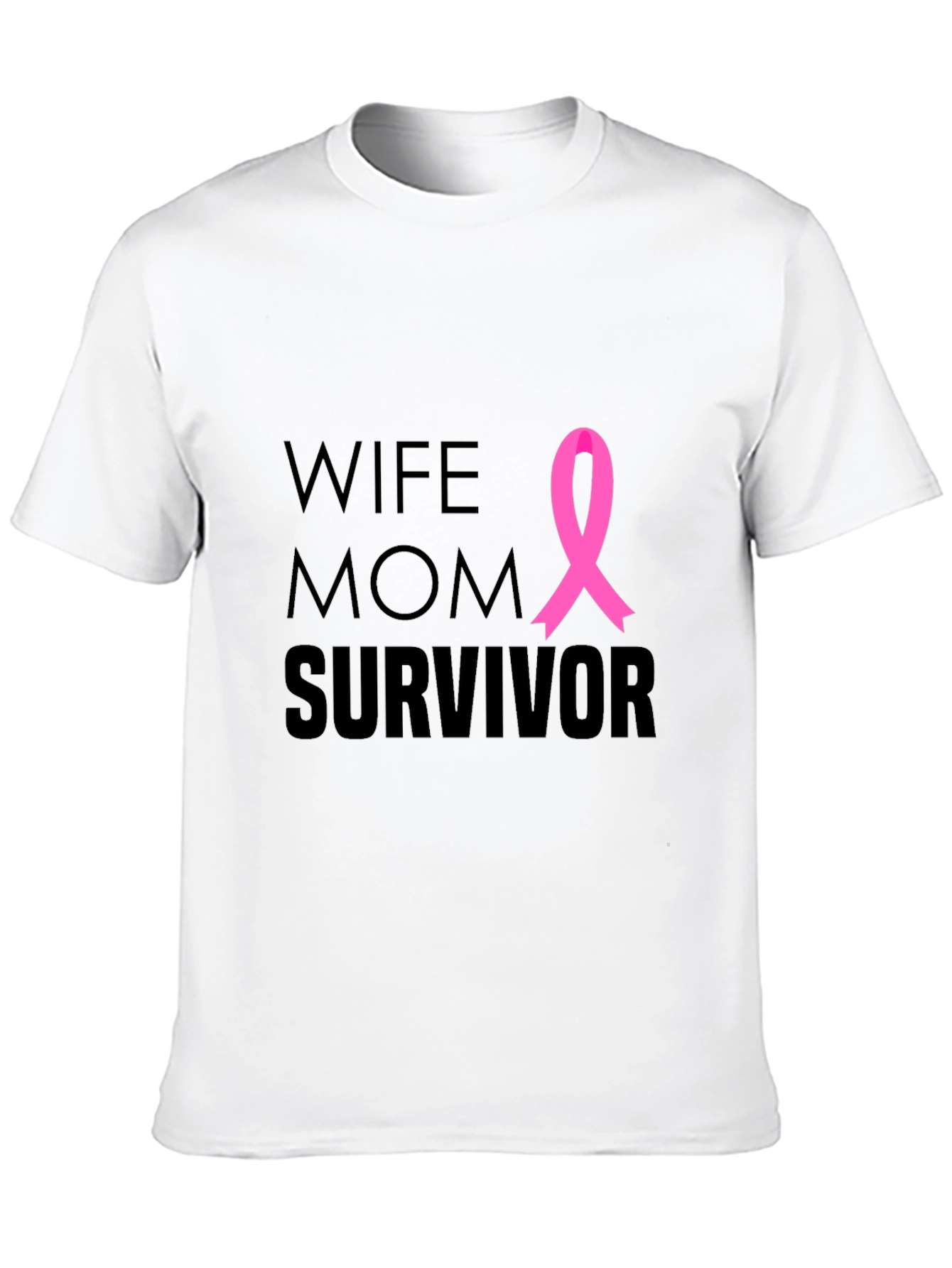 Black Wife Mom Survivor Breast Cancer Awareness T-Shirt view 10