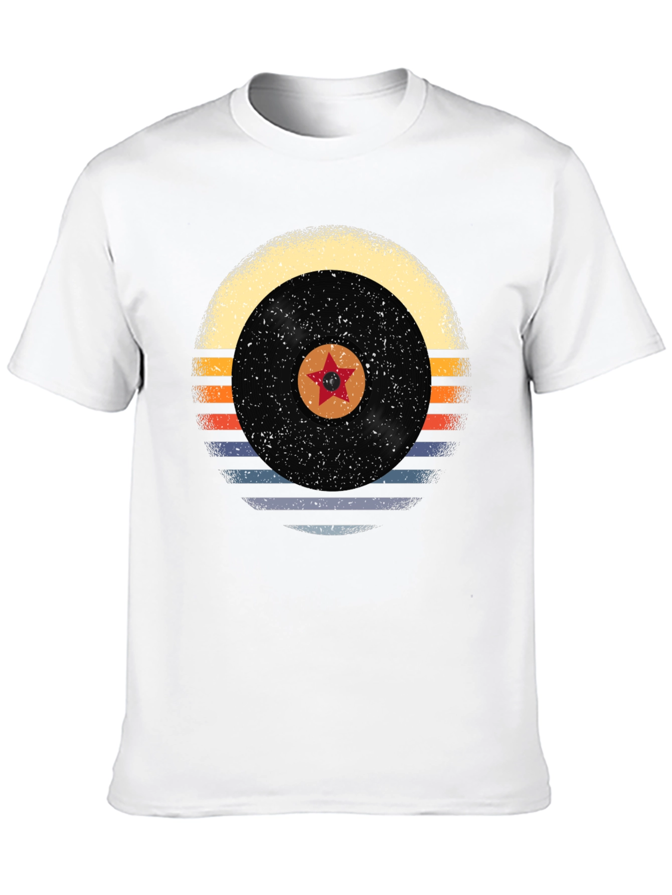 Black Retro Vinyl Record Star Graphic Tee view 10