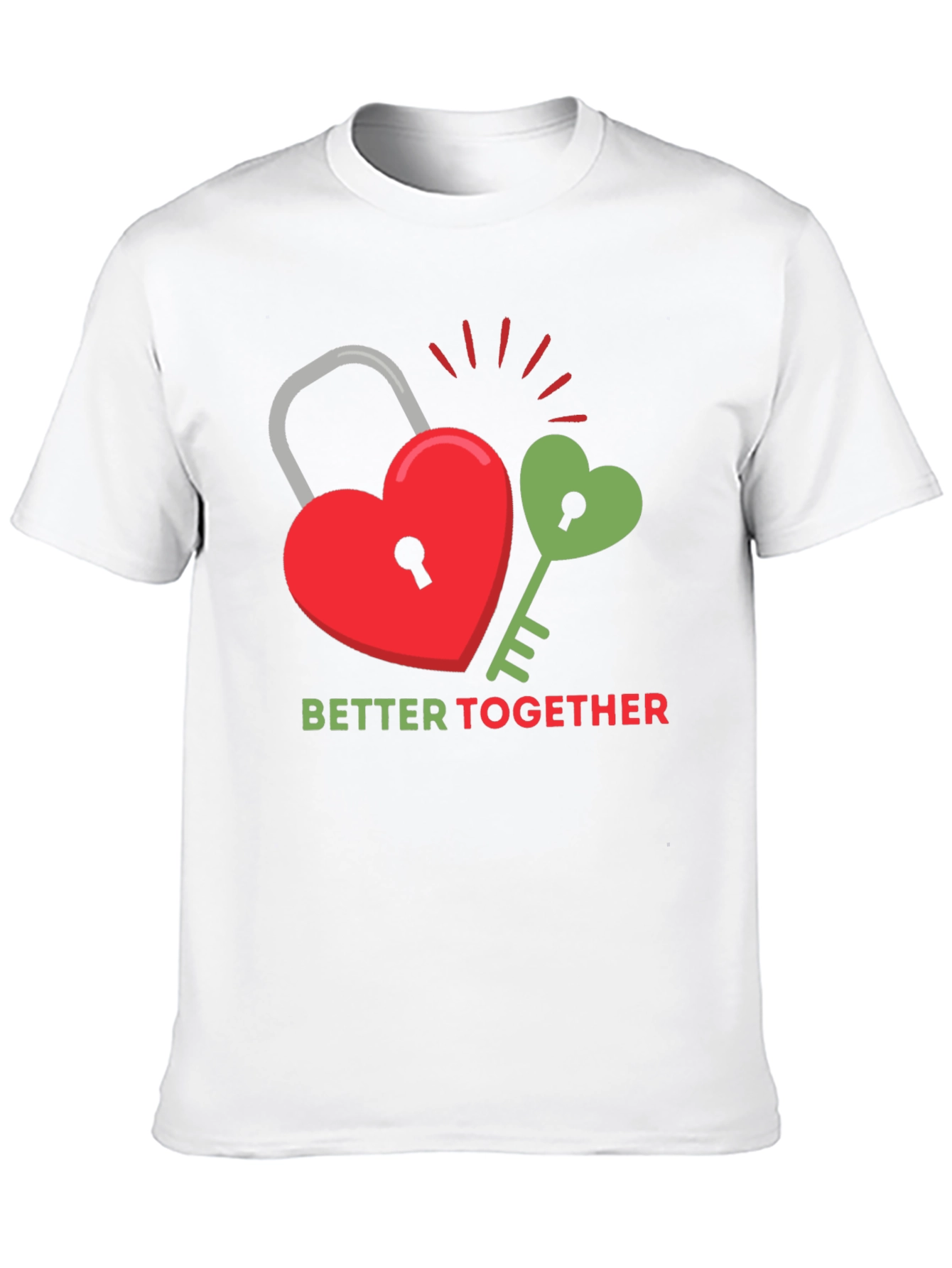 Black Better Together Graphic Tee - Heart Lock and Key Design view 10