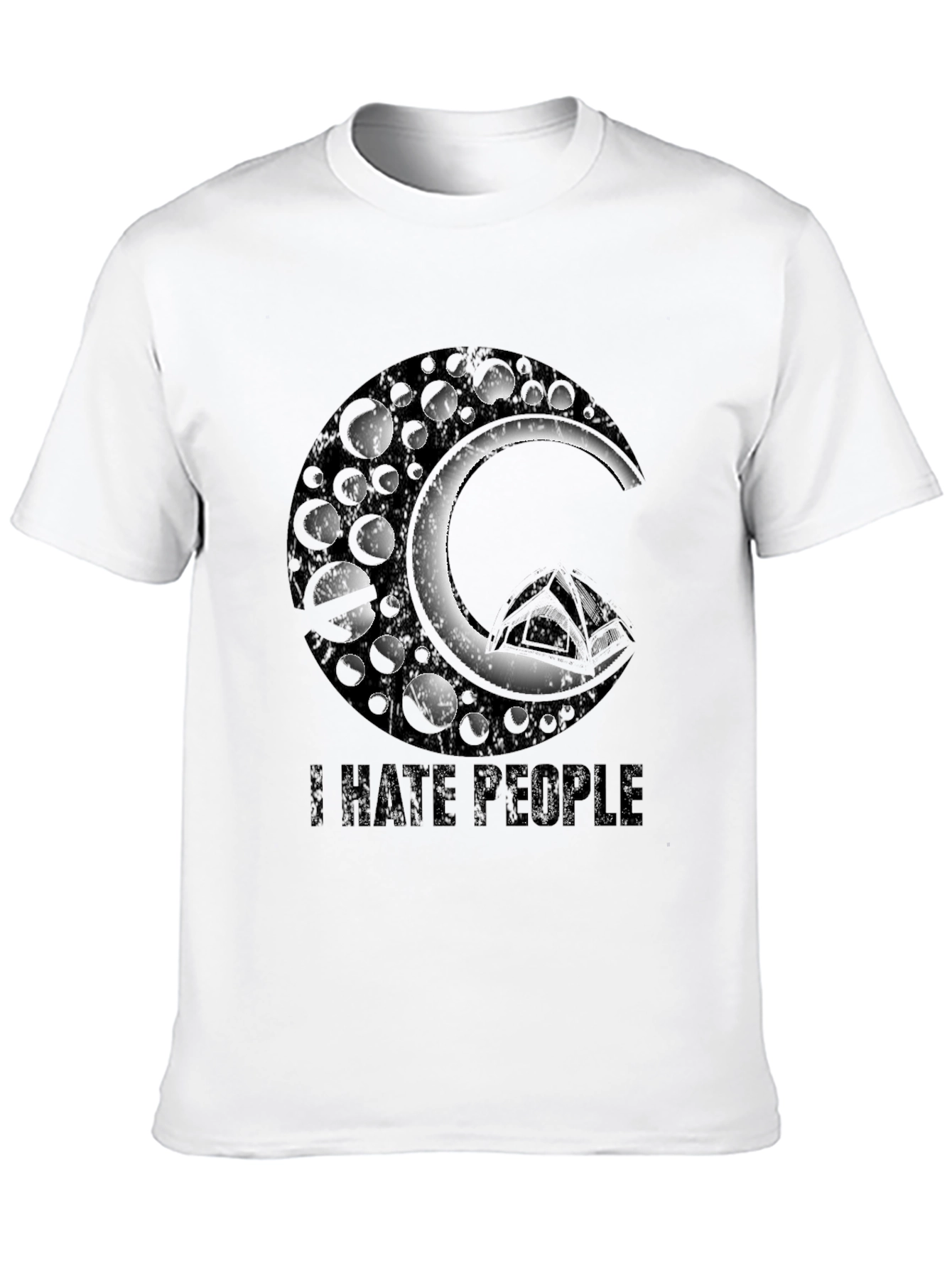 Black I Hate People Graphic Tee - Black Crew Neck view 10