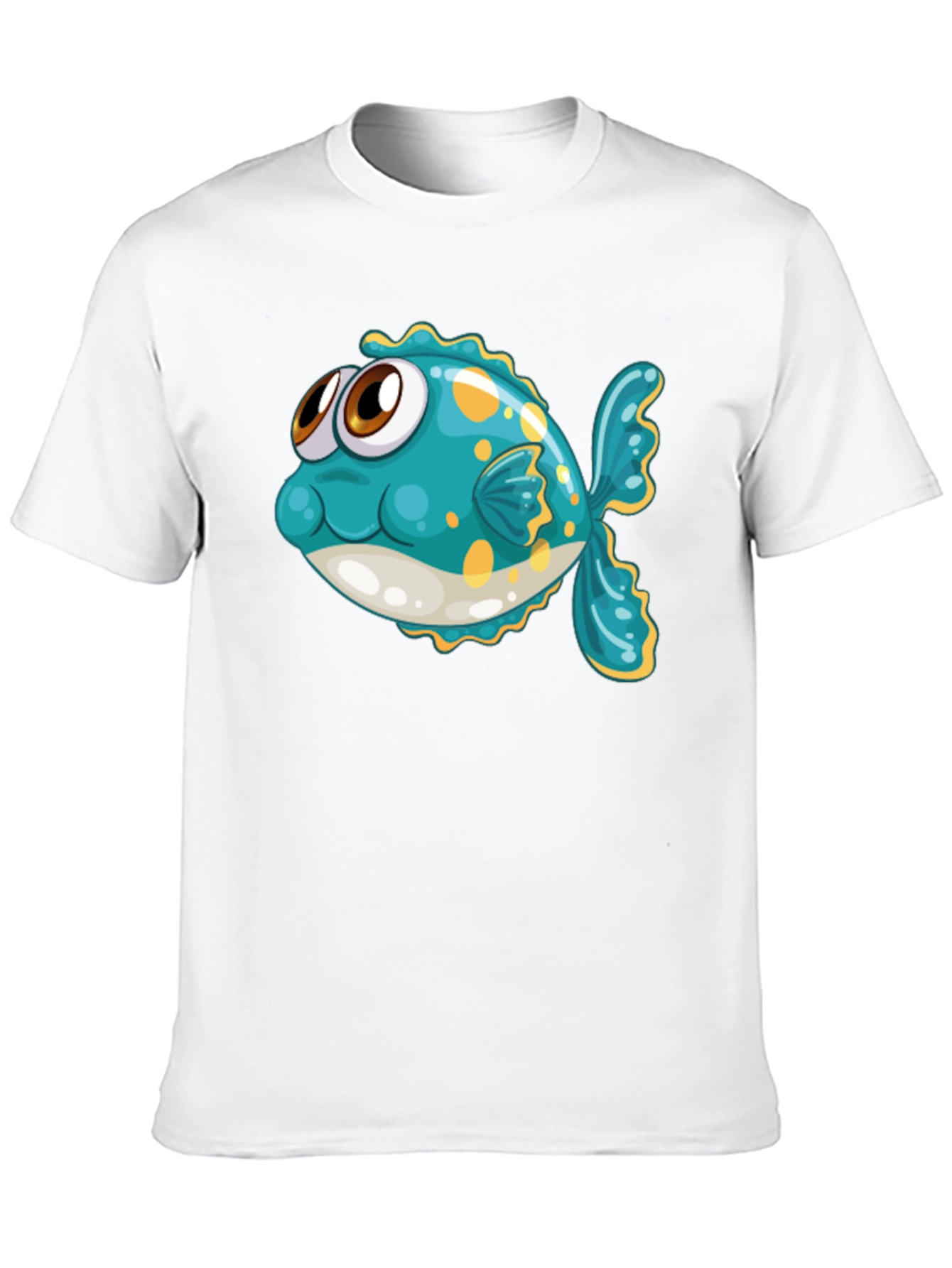 Black Cartoon Fish Graphic Tee - Black Cotton T-Shirt view 10