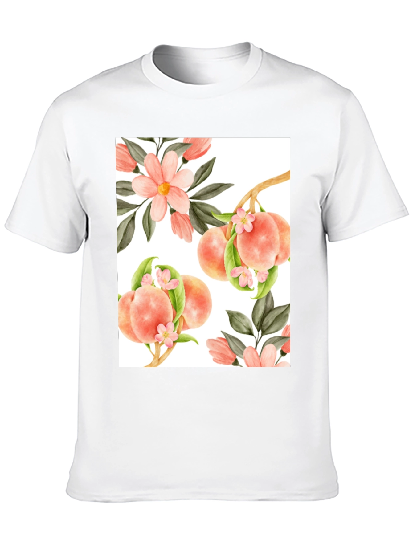 Black Peach Floral T-Shirt - Unique Design view 10
