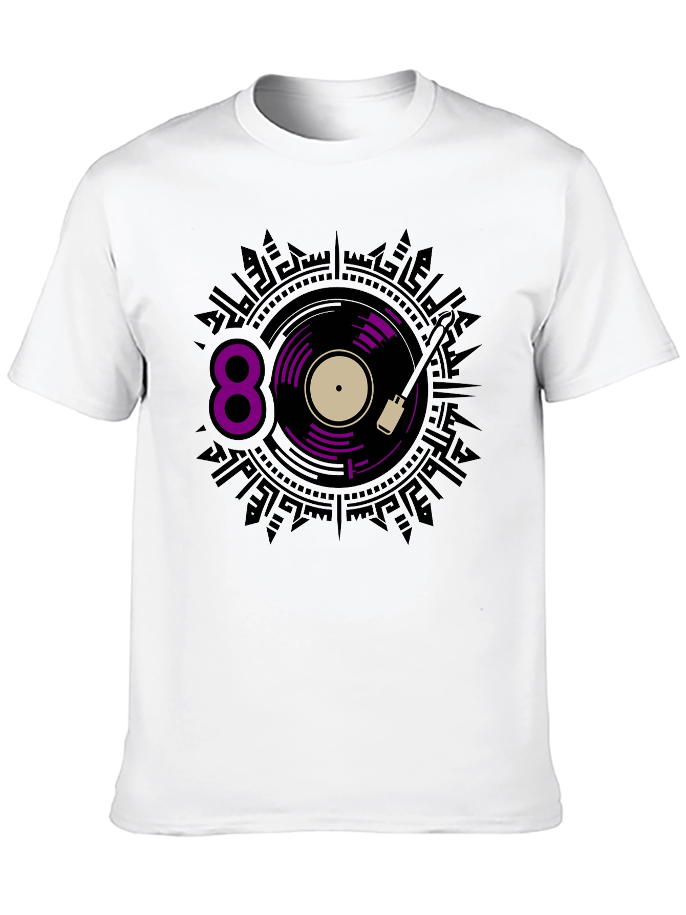 Black Retro 80s Vinyl Record Graphic Tee view 10
