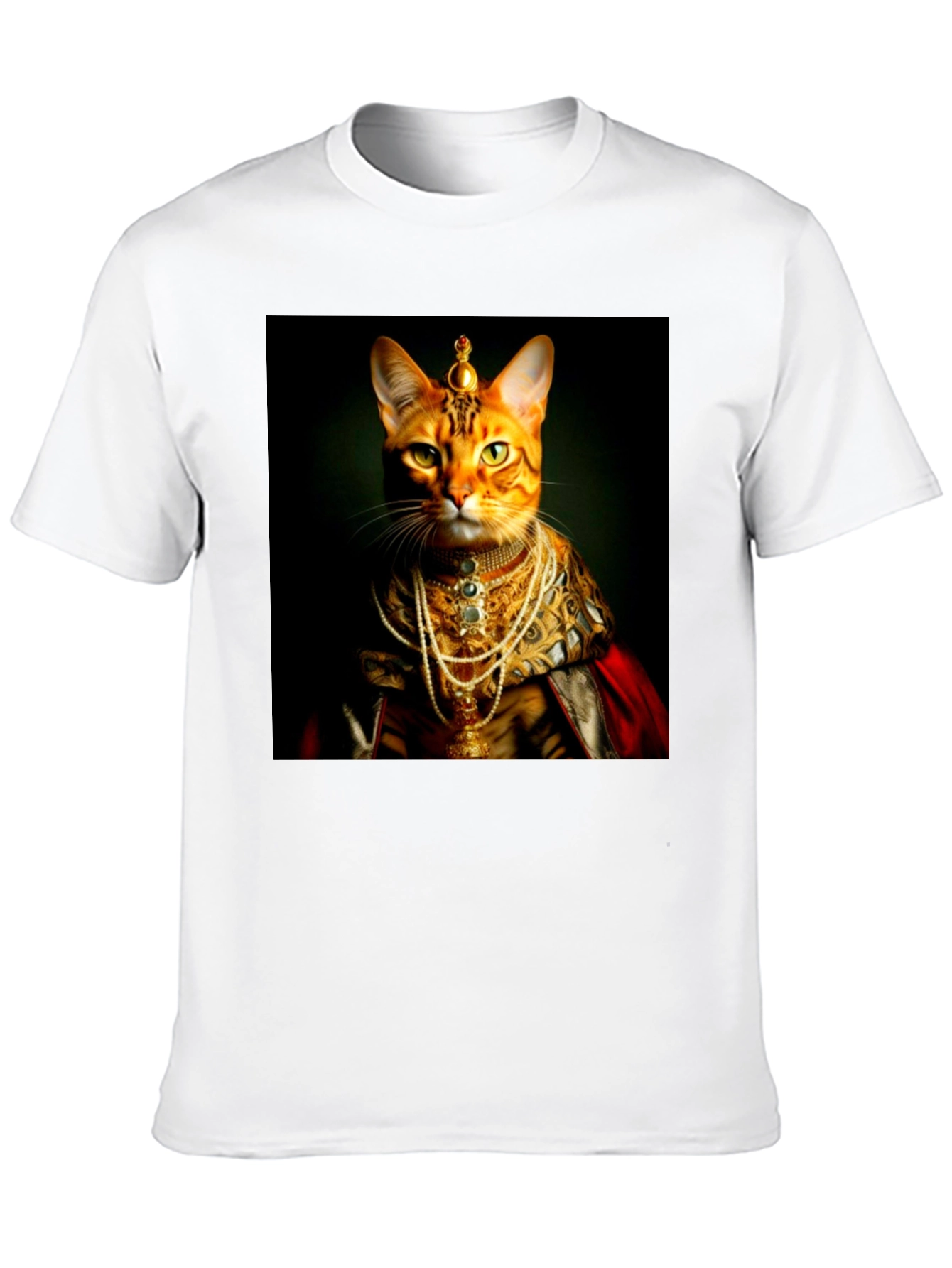 Black Regal Cat T-Shirt: Royal Feline Portrait Tee view 10