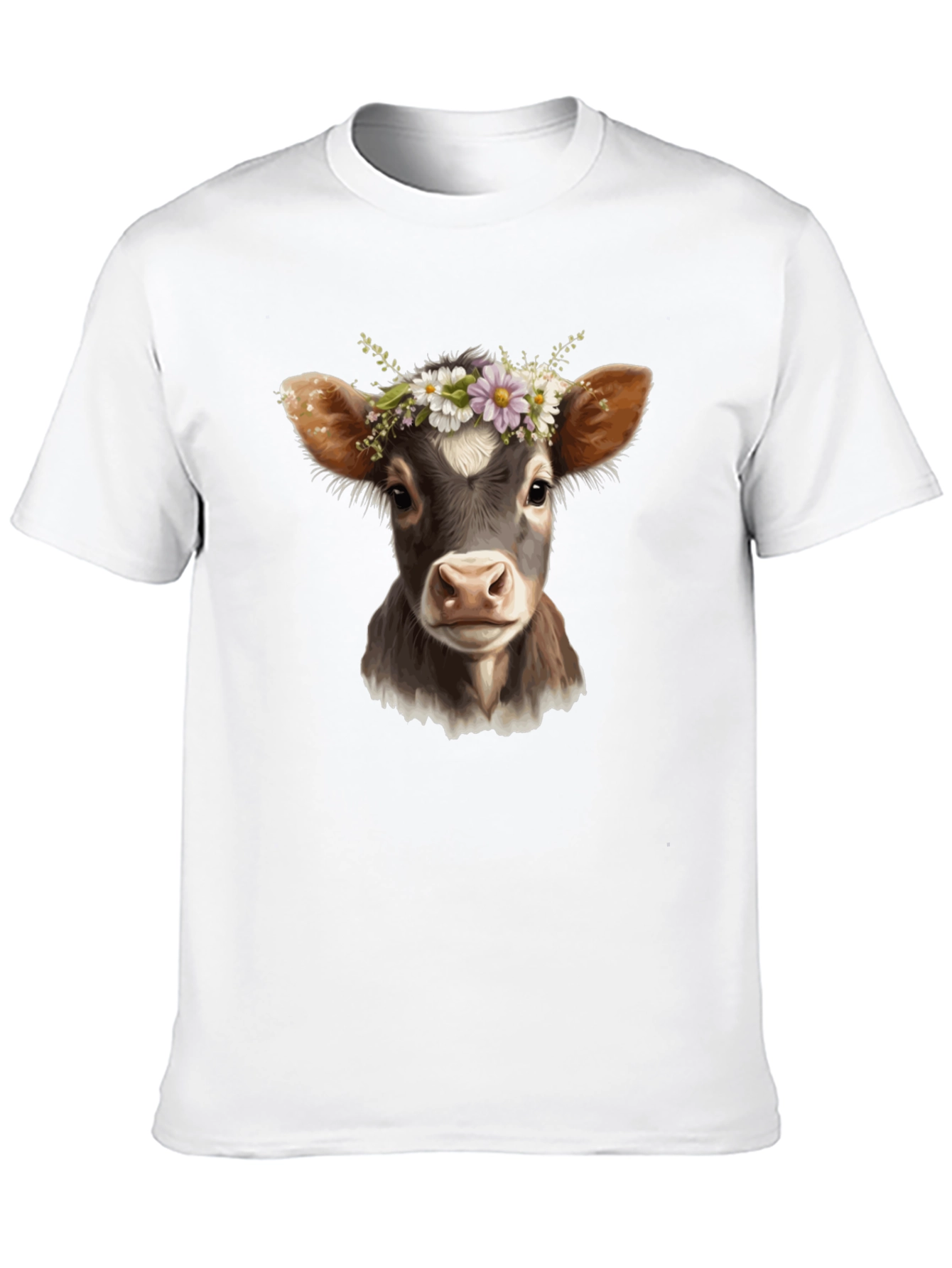 Black Cow with Flower Crown Black T-Shirt view 10