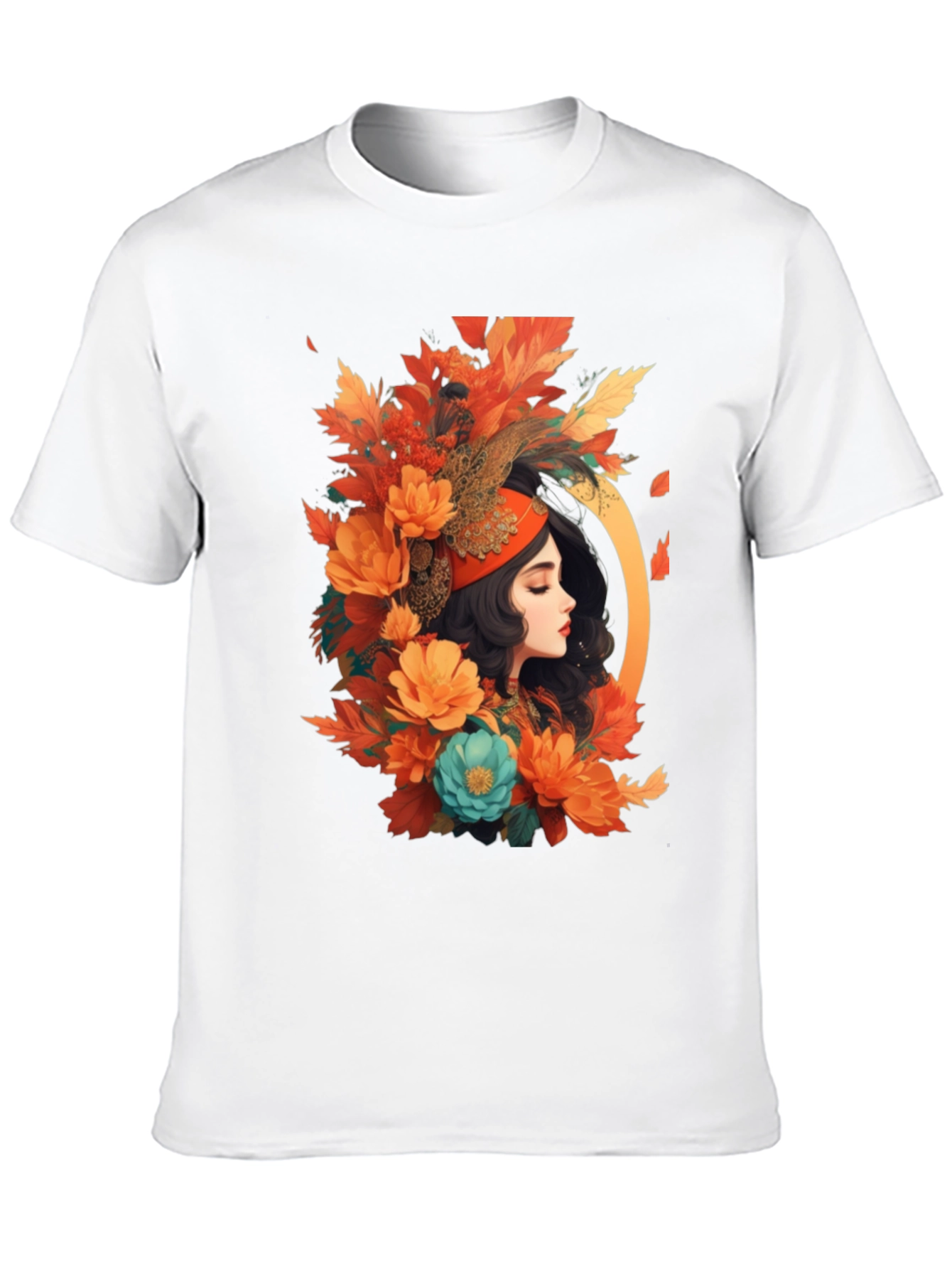 Black Floral Portrait Graphic Tee - Autumn Beauty view 10
