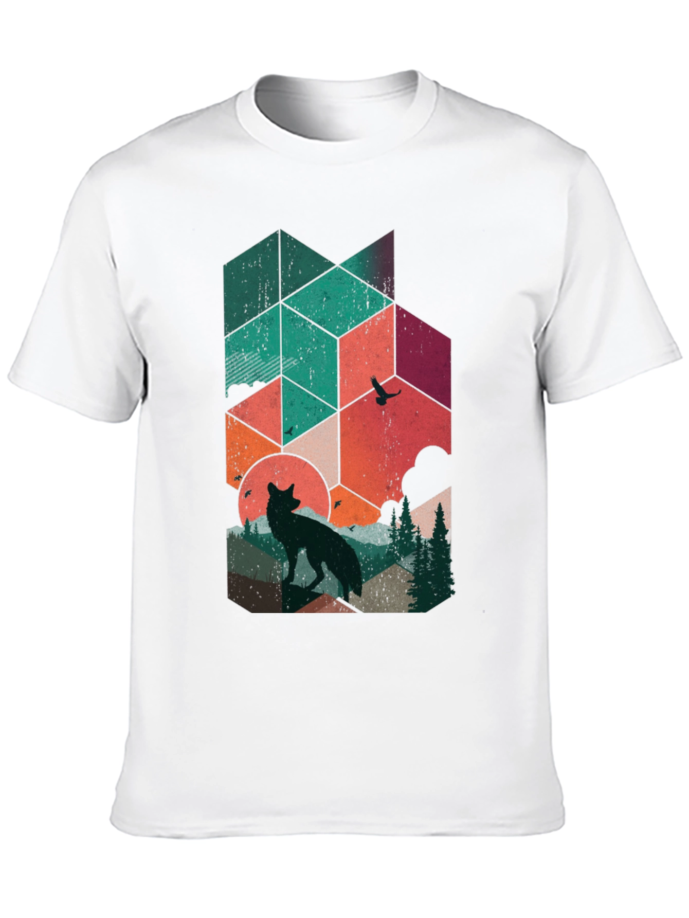 Geometric Wolf Graphic Tee - Nature Inspired Design - 10