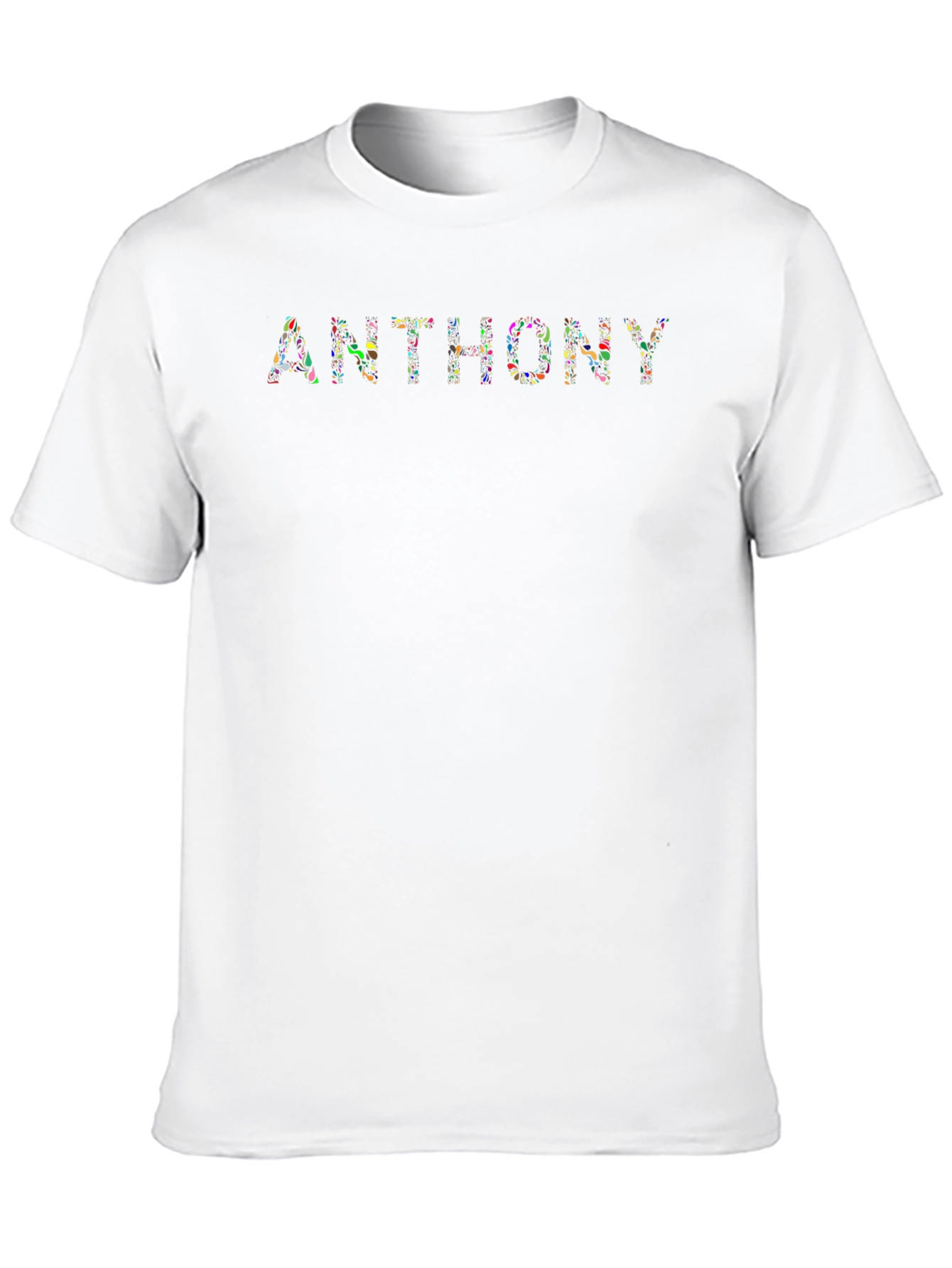 Black Personalized 'ANTHONY' Print Black Crewneck T-Shirt view 10