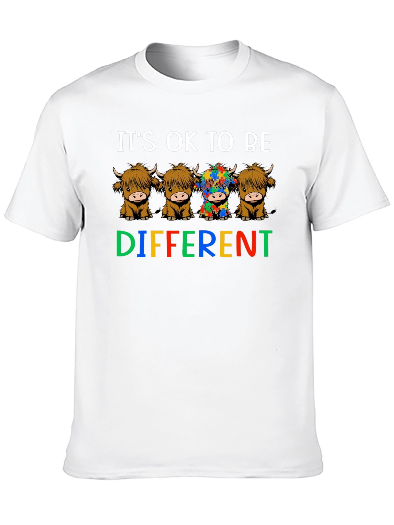 Black It's Ok to Be Different Highland Cow T-Shirt view 10