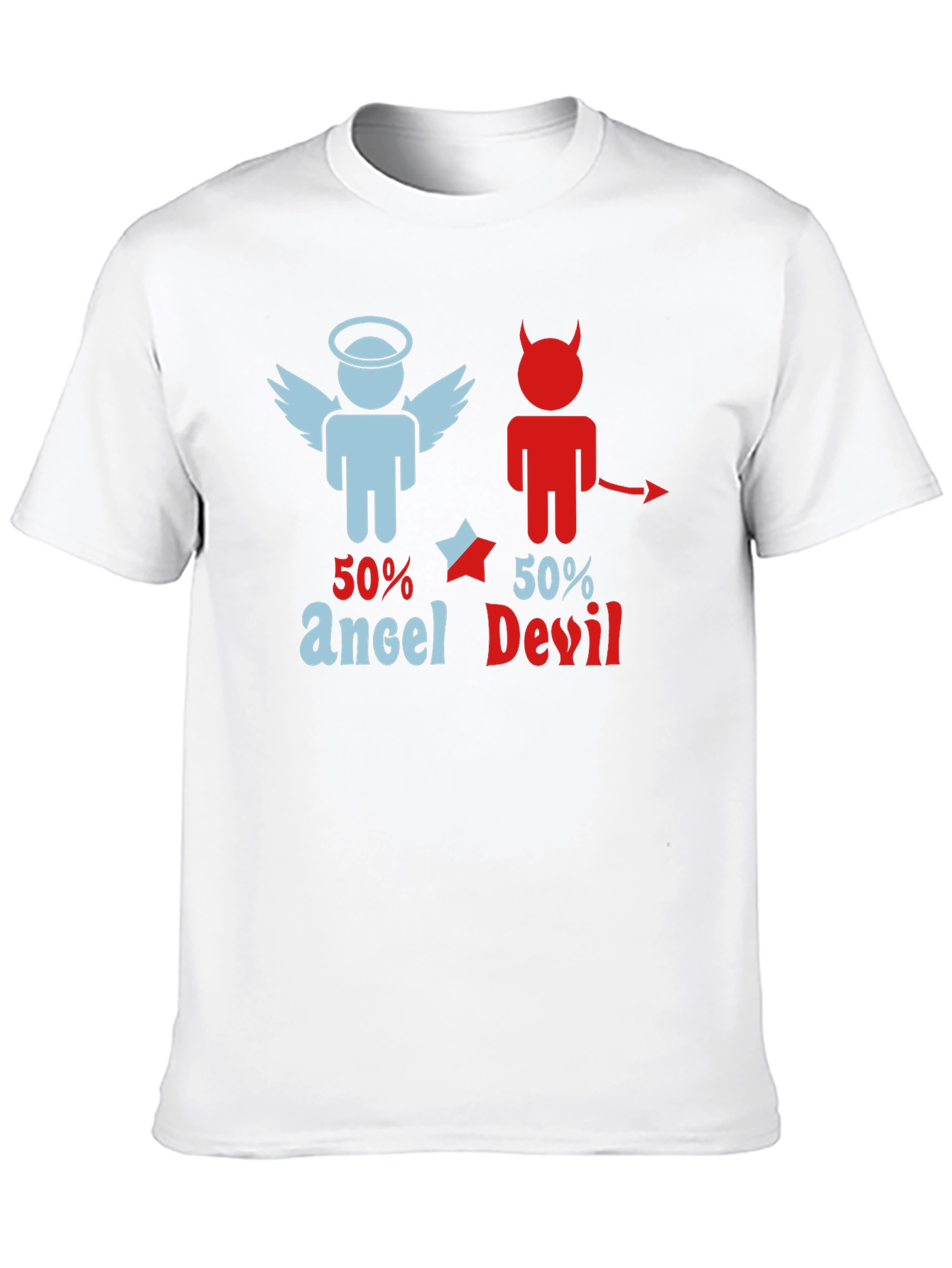 Black 50% Angel 50% Devil Graphic Print T-Shirt view 10