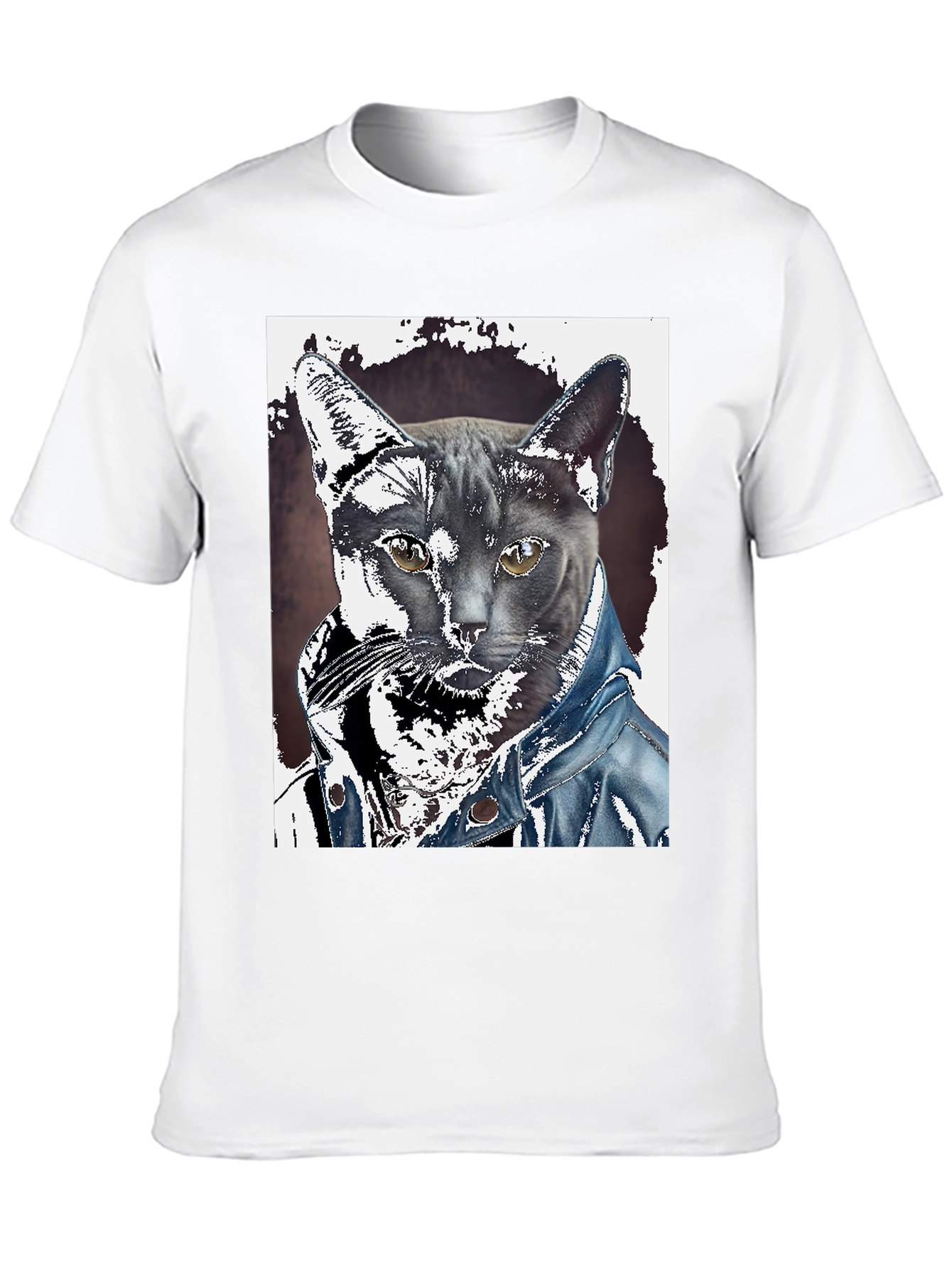 Black Cat in Denim Jacket Graphic Tee - Unique Print view 10