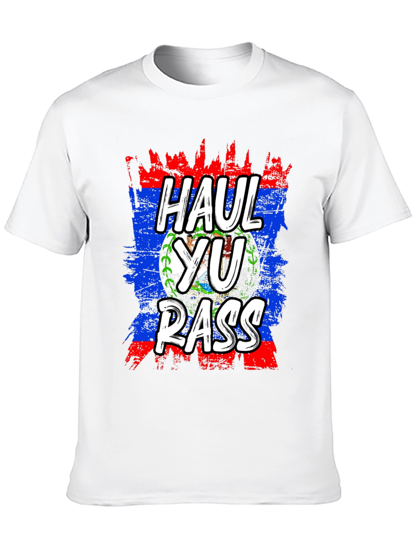Black Haul Yu Rass T-Shirt - Belize Flag Graphic Tee view 10