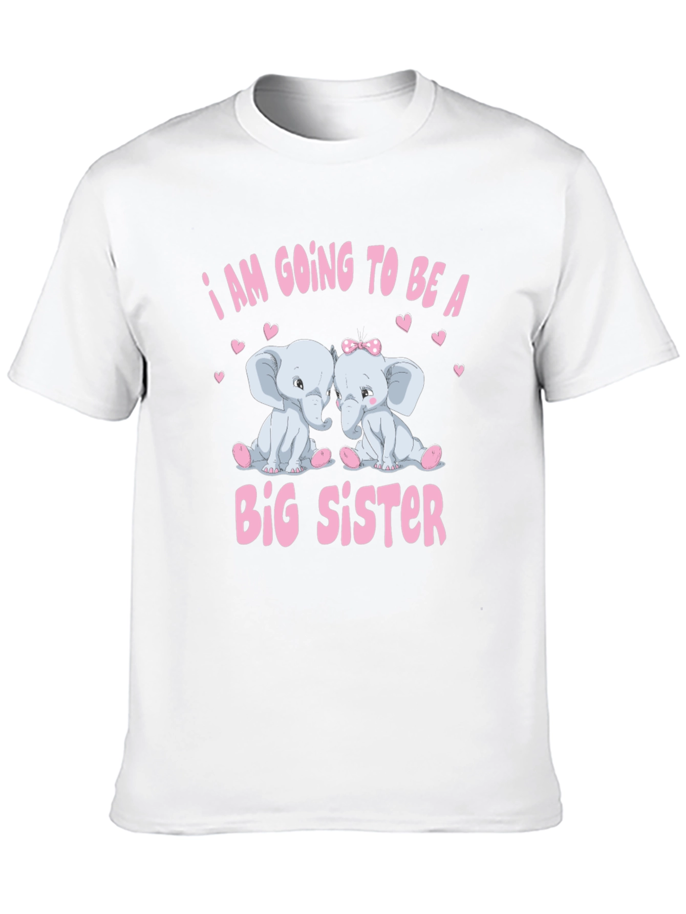 Black I am Going to be a Big Sister Elephant Baby Announcement T-Shirt view 10