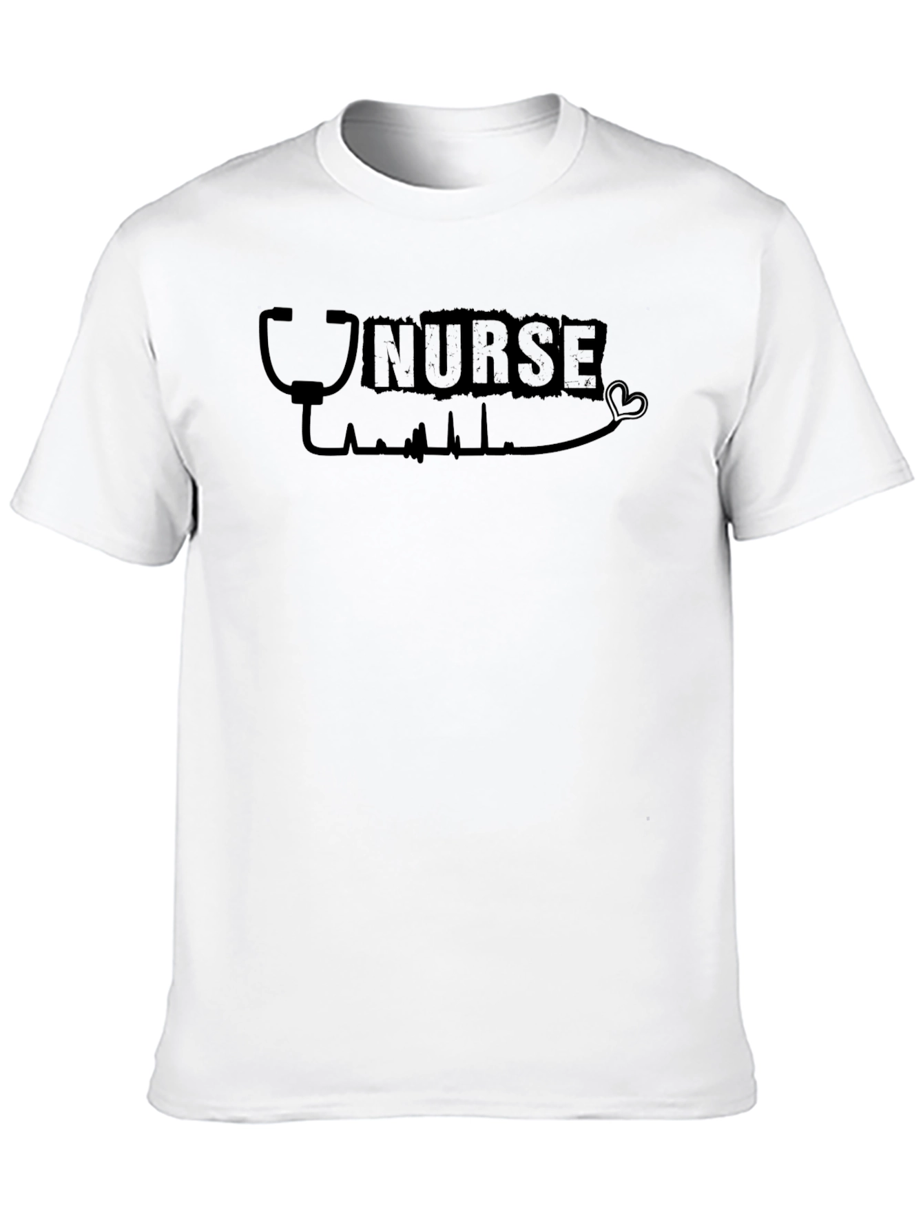 Black Nurse Heartbeat Stethoscope Graphic T-Shirt view 10