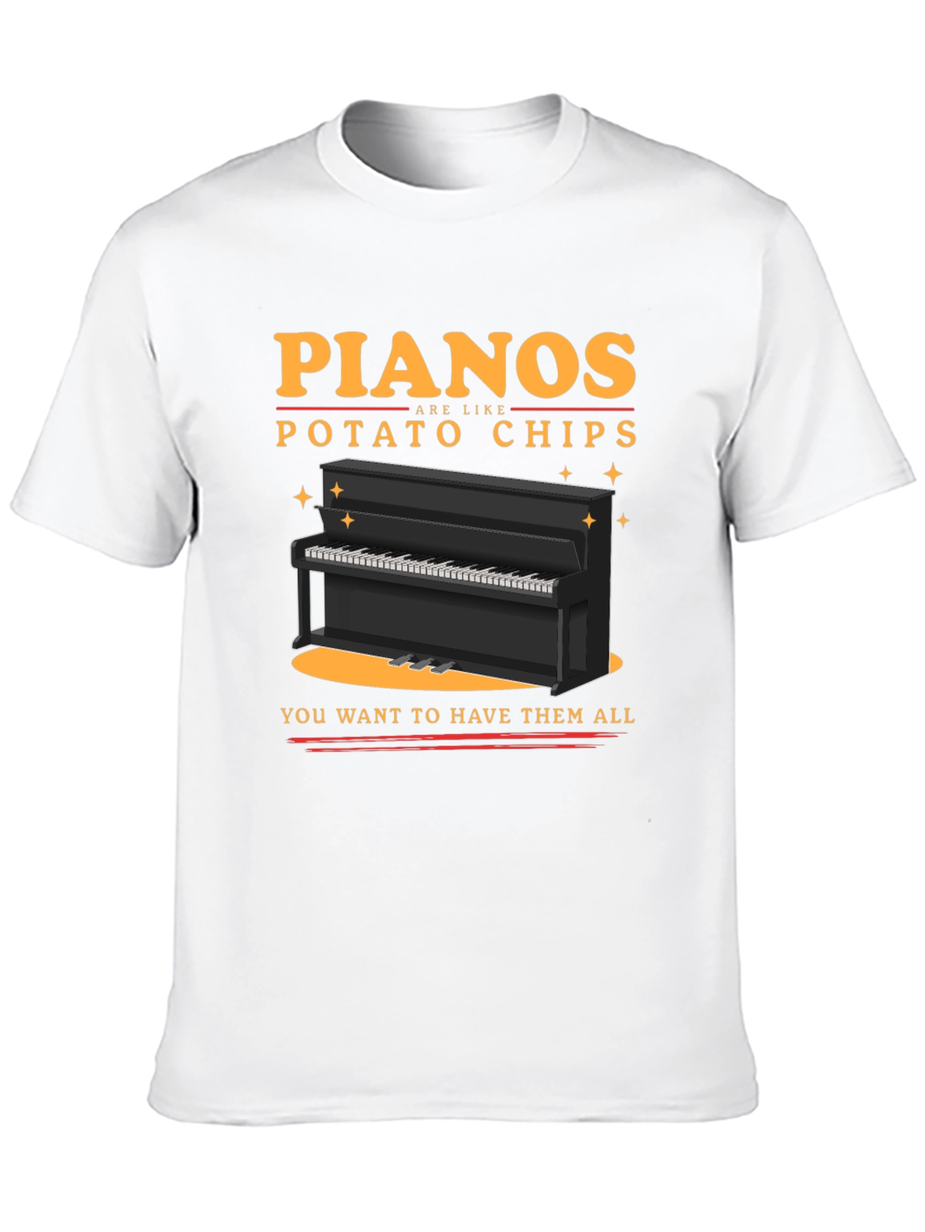 Black Piano Potato Chips Graphic T-Shirt - Musician Humor Tee view 10