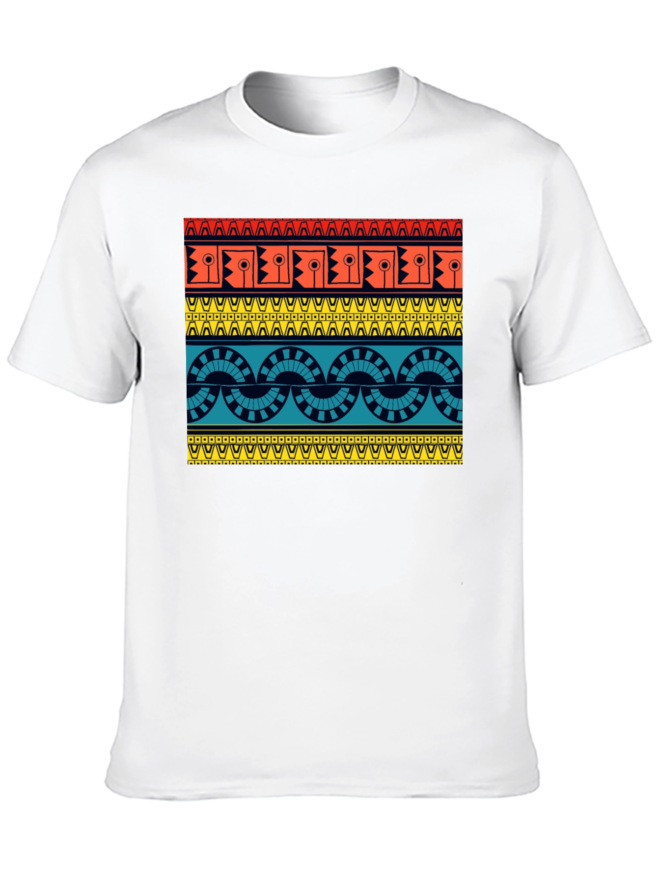 Black Geometric Aztec Pattern Black T-Shirt view 10
