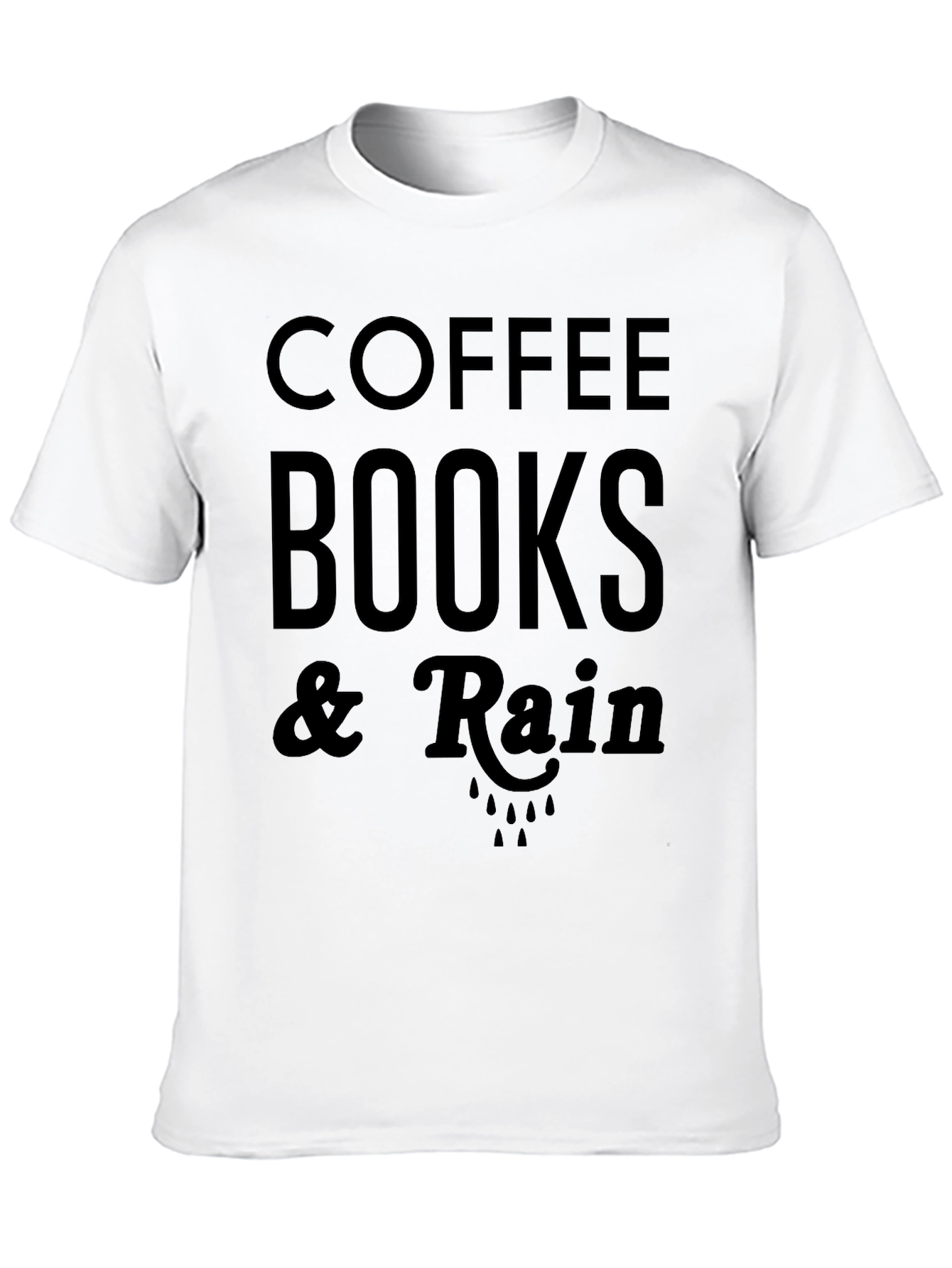 Black Coffee Books & Rain Graphic Tee - Soft Cotton Blend view 10