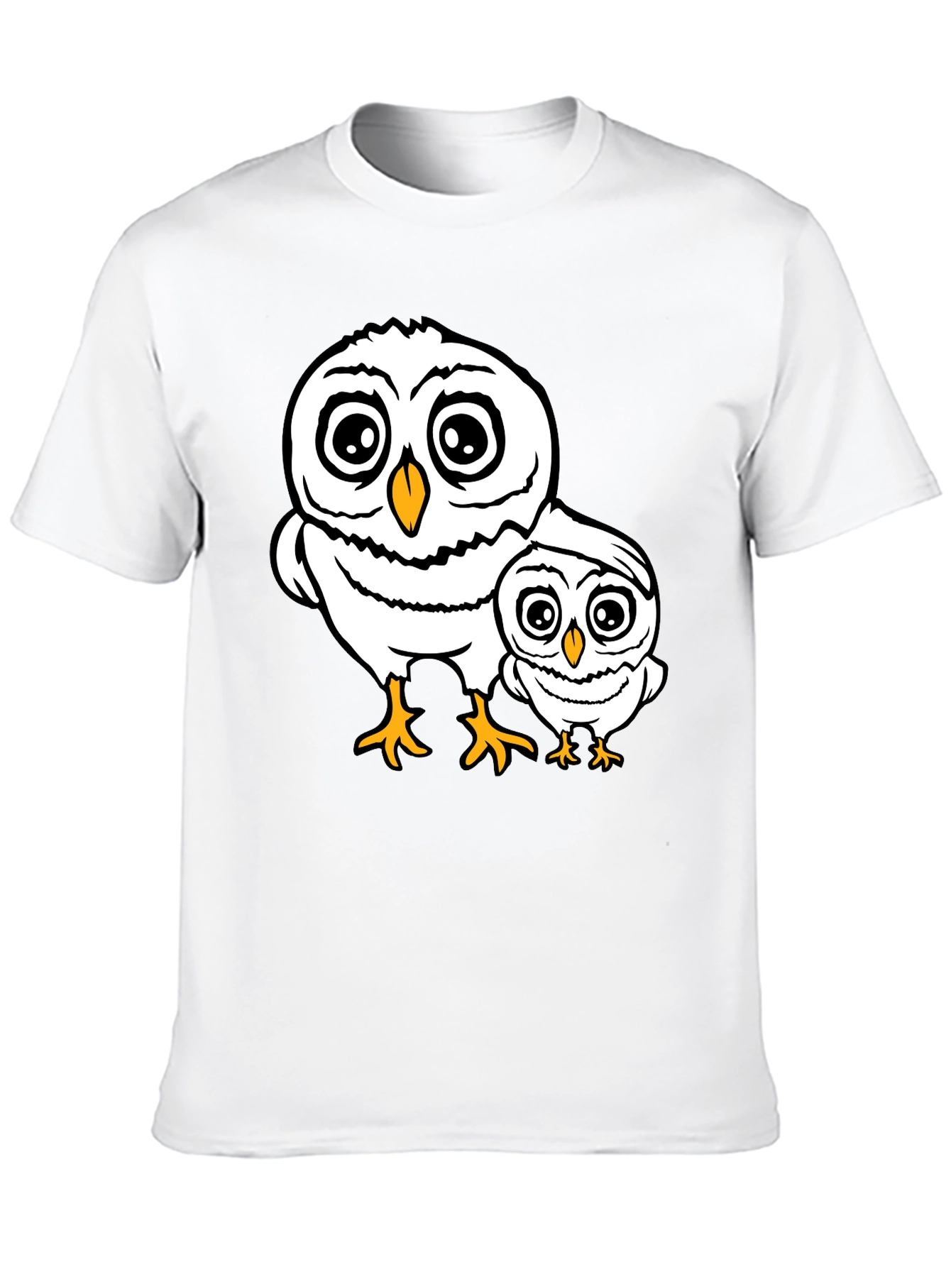 Black Cute Owl Family T-Shirt - Black Cotton Tee view 10