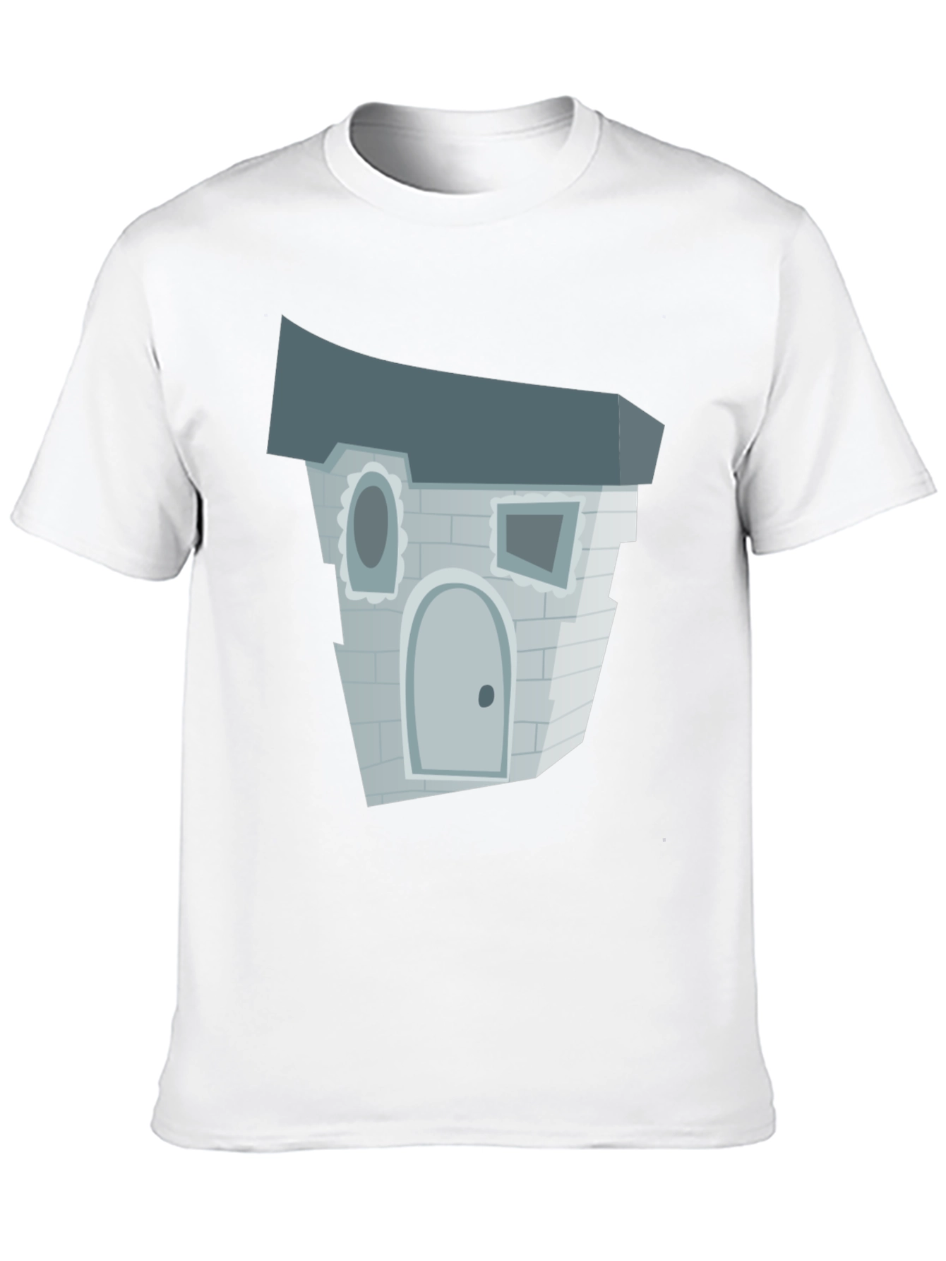 Black Cartoon Haunted House T-Shirt view 10