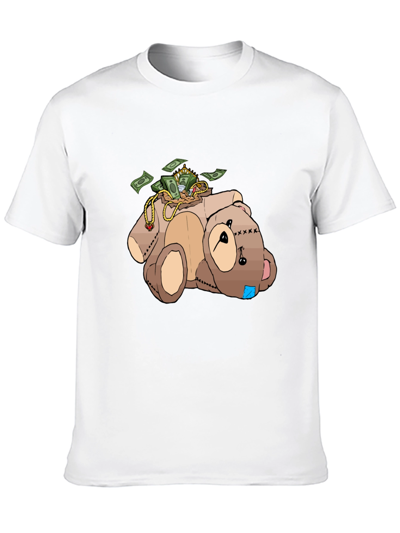 Black Money Bear T-Shirt - Cartoon Graphic Tee view 10