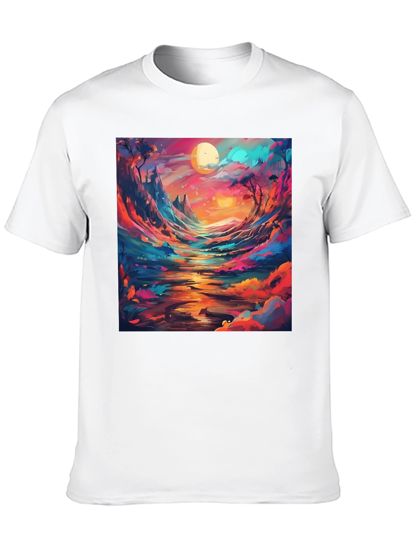 Black Artistic Landscape Graphic T-Shirt view 10