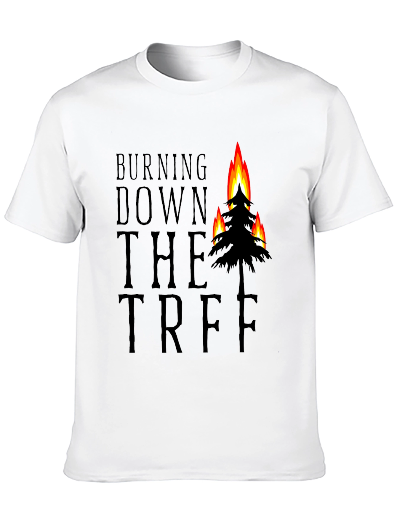 Black Burning Down the Tree Black Graphic T-Shirt view 10