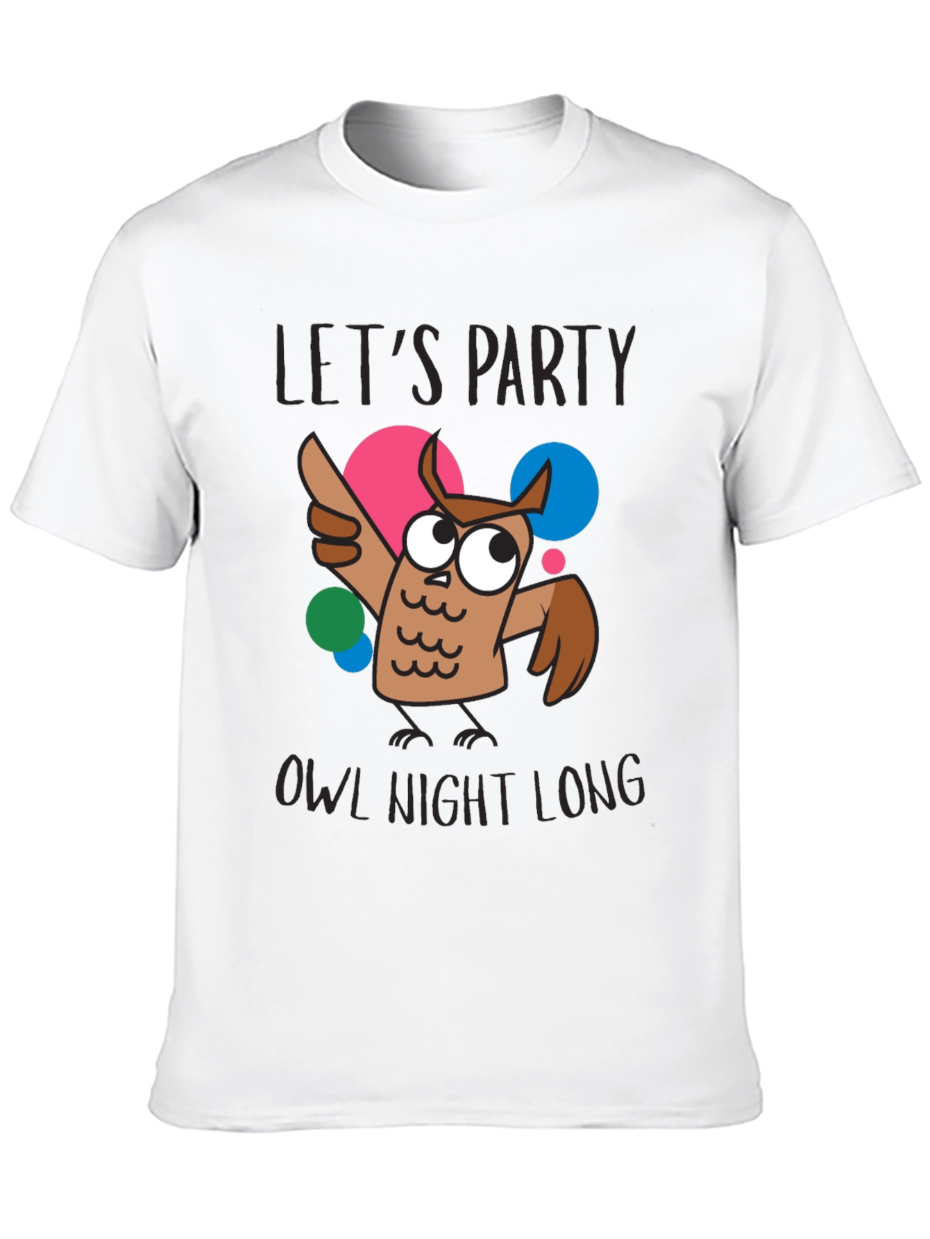 Black Let's Party Owl Night Long Graphic T-Shirt view 10