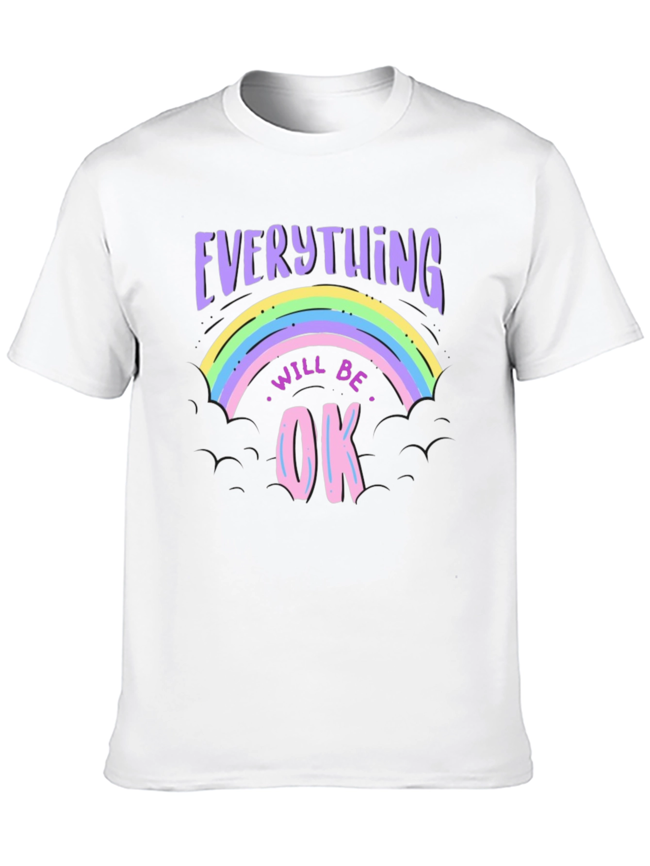 Black Everything Will Be Ok Rainbow Graphic T-Shirt view 10