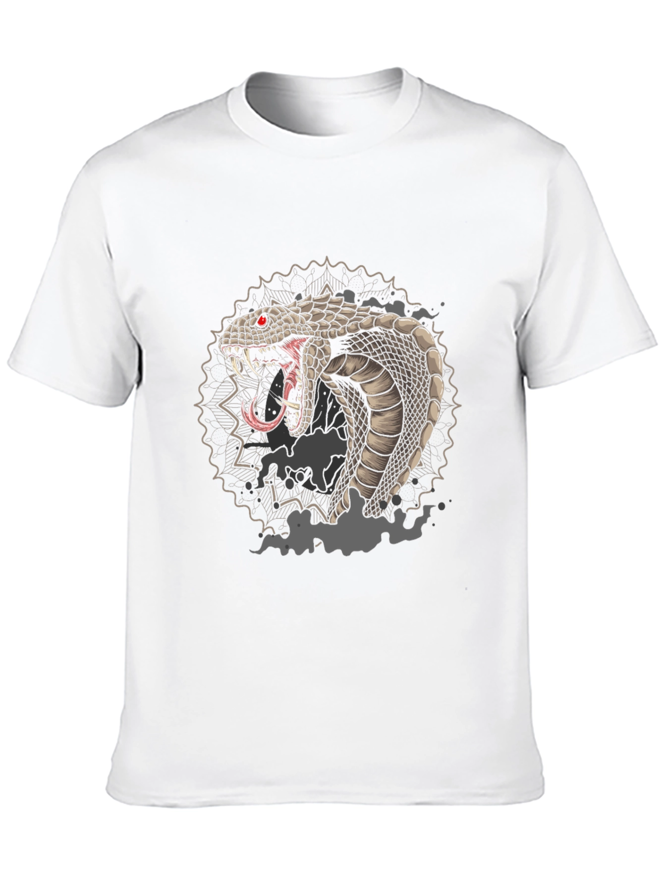Black Men's Black Graphic Tee - Cobra Snake Design view 10