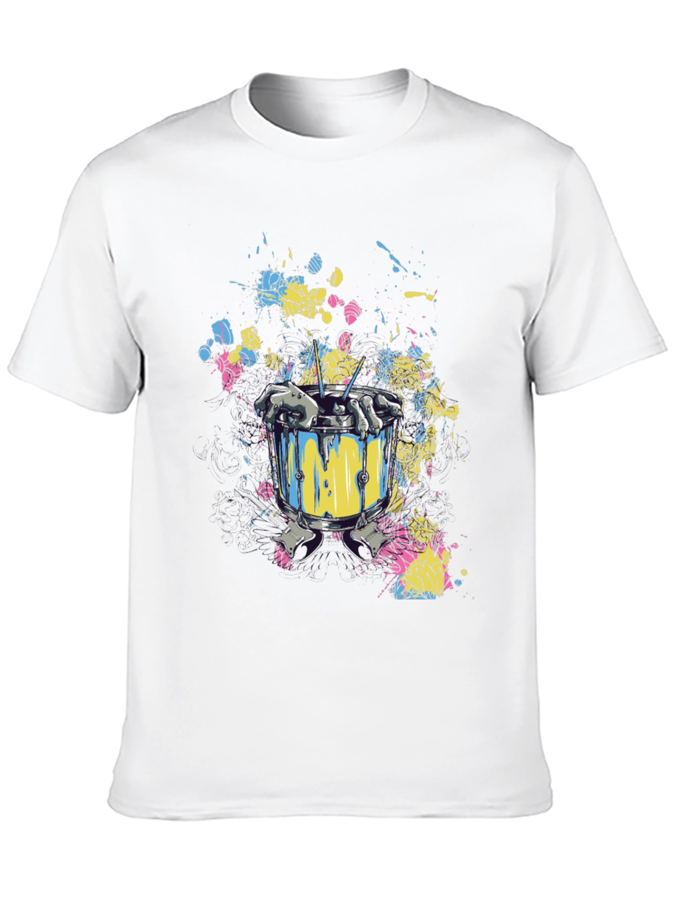 Black Drum Set Splatter Art Black T-Shirt view 10