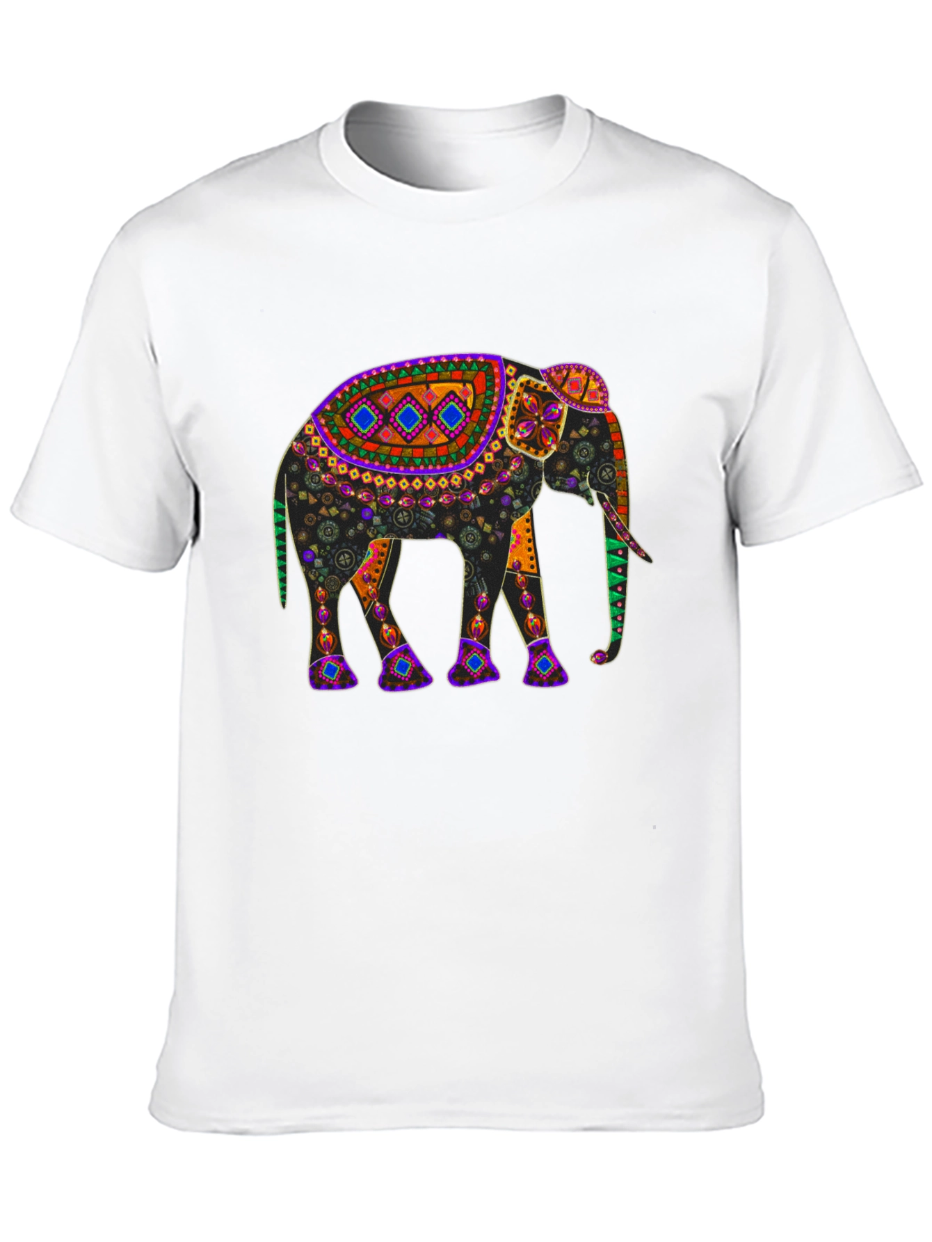 Black Elephant Print T-Shirt: Unique Colorful Design view 10