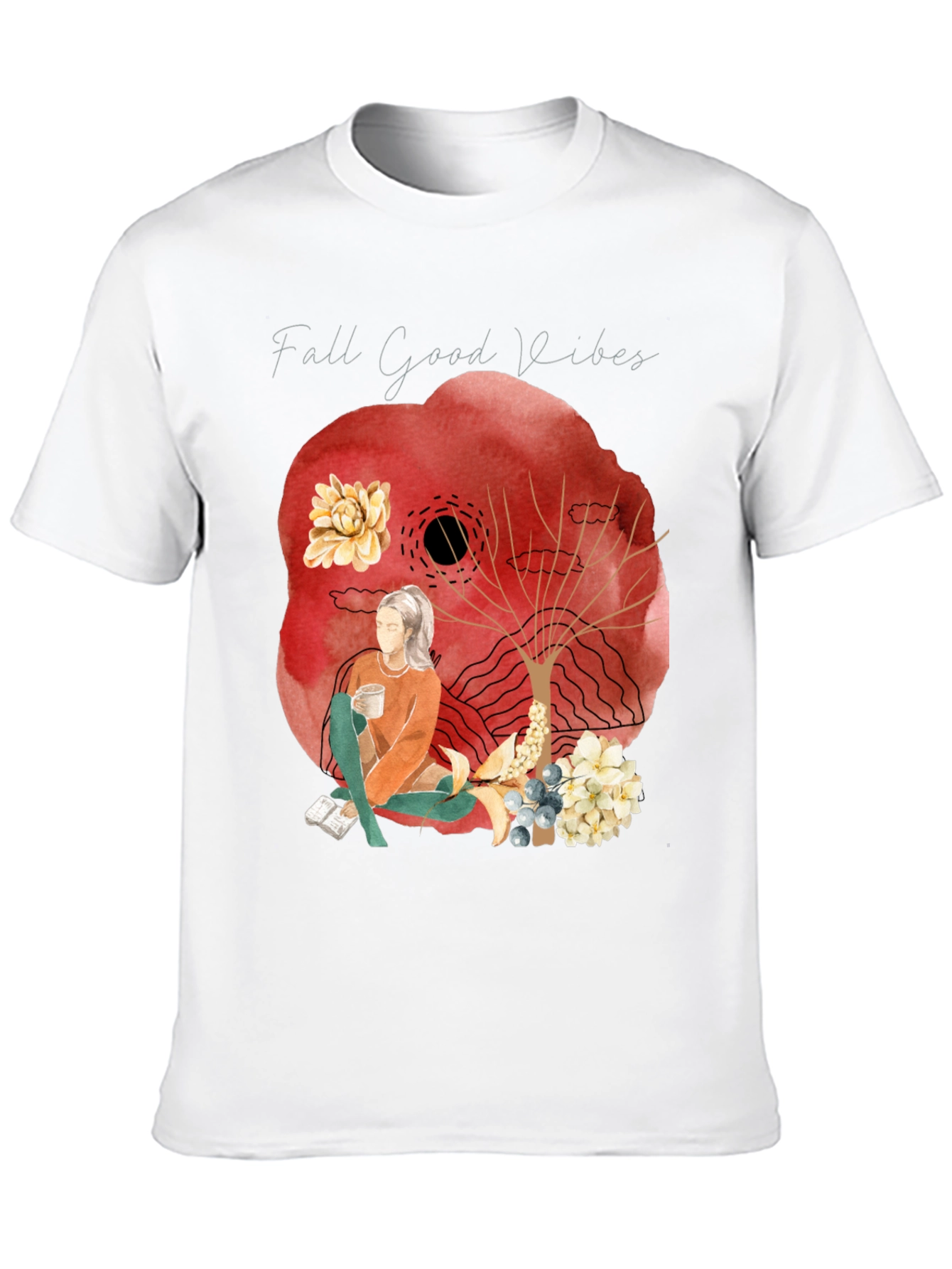 Black Fall Good Vibes Graphic Tee - Cozy Autumn Style view 10