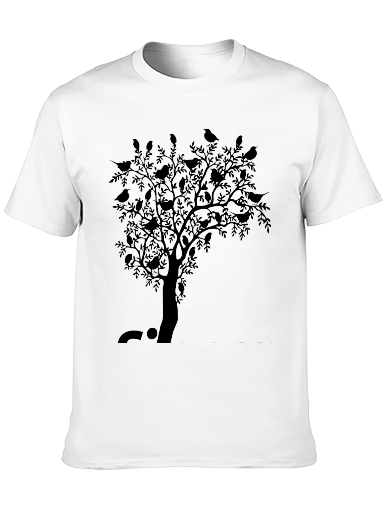 Black Men's Black Bird Tree Graphic Tee view 10