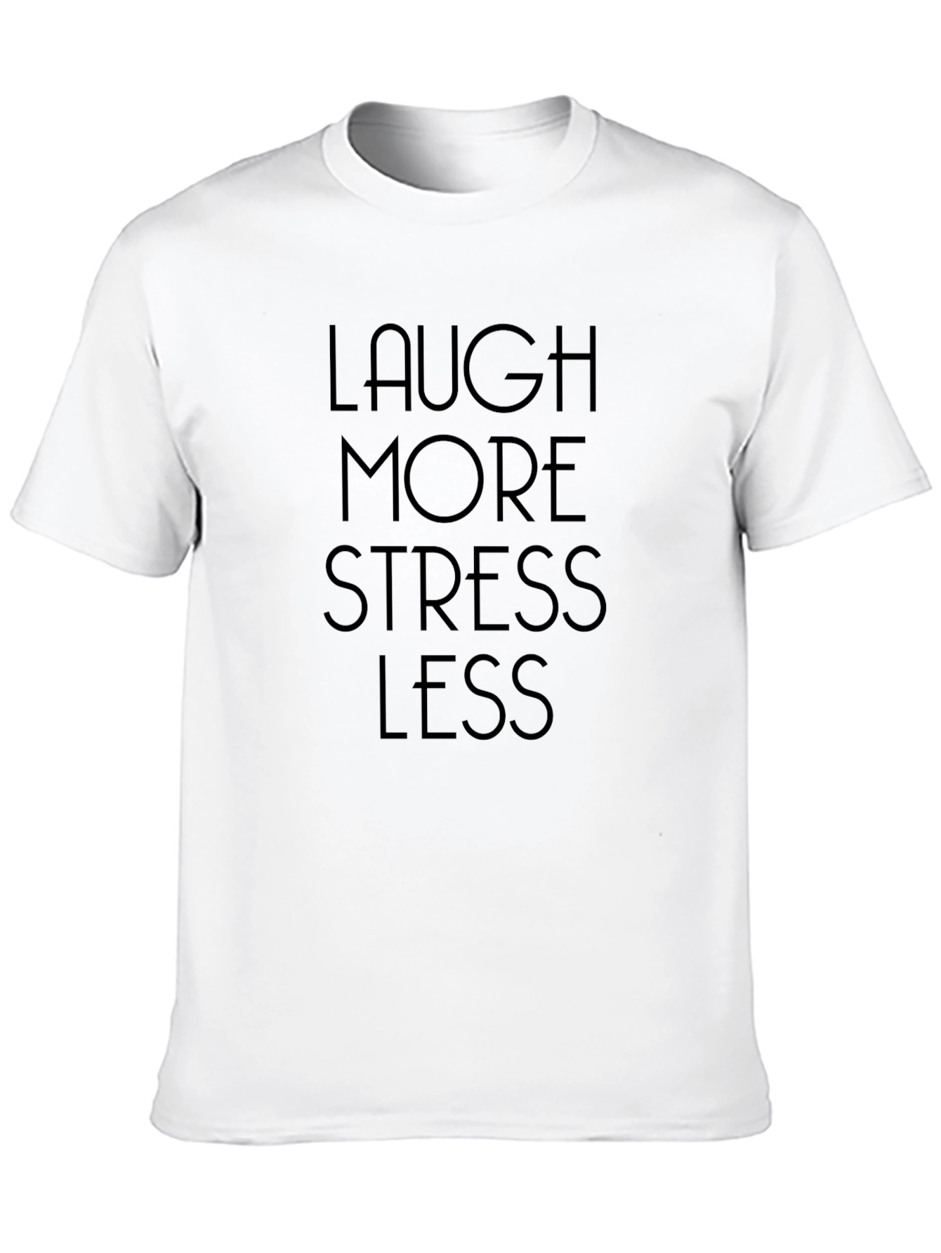 Black Laugh More Stress Less Graphic T-Shirt - Black view 10