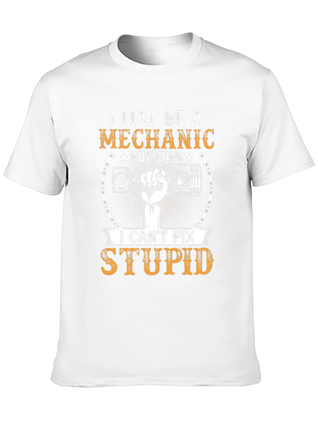 Black Mechanic Humor T-Shirt - Can't Fix Stupid view 10