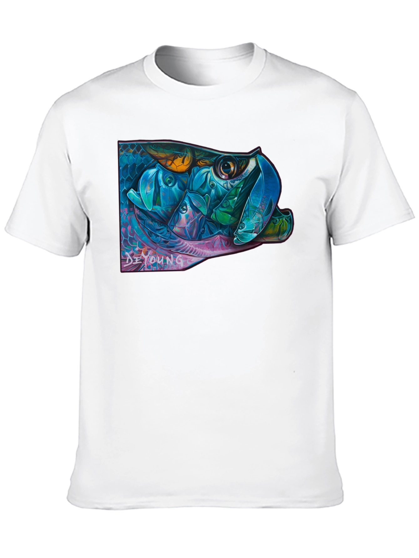 Black Vibrant Fish Graphic Black T-Shirt view 10