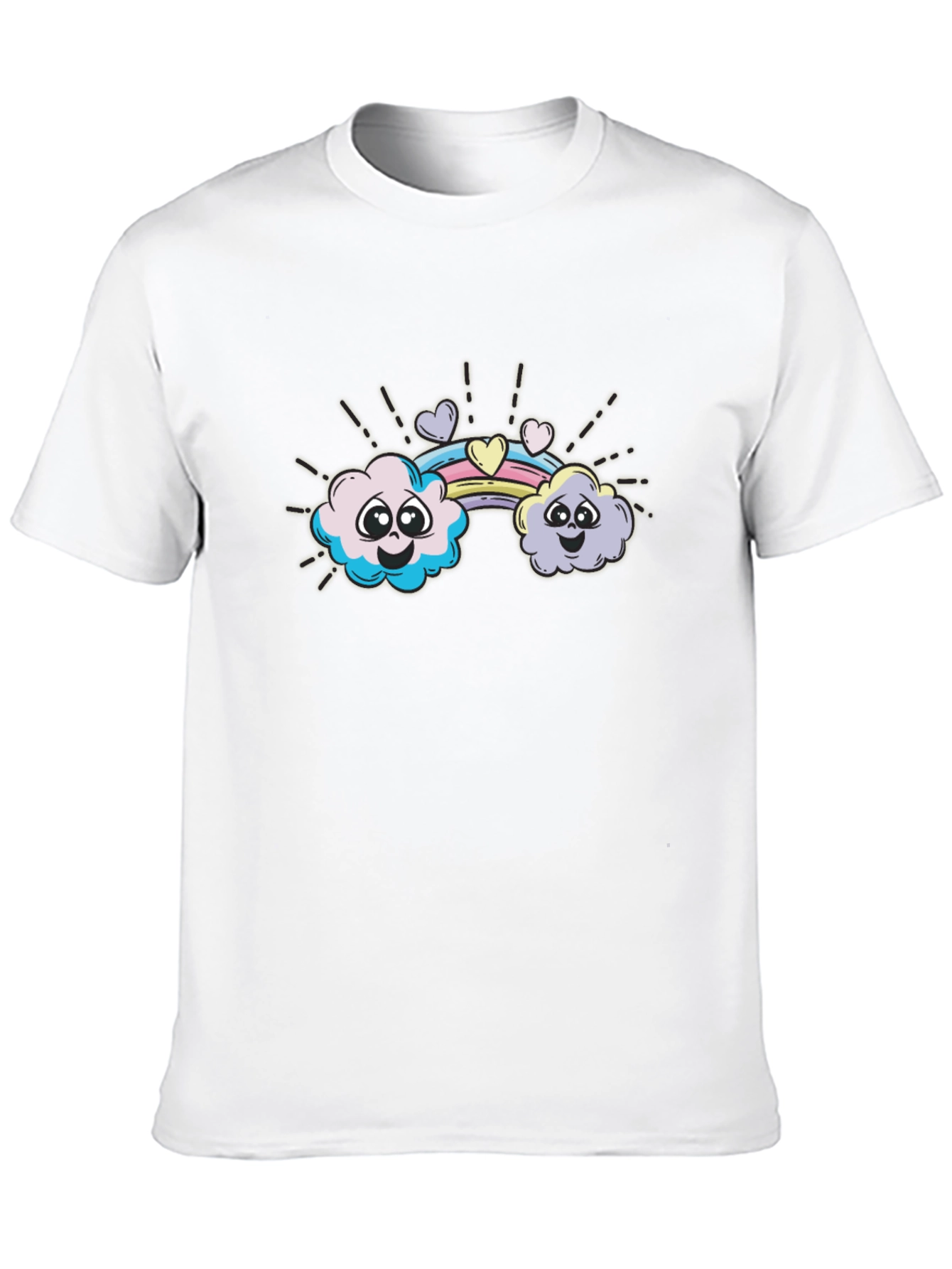 Cute Cloud Rainbow Graphic Tee - Soft Cotton Comfort - 10