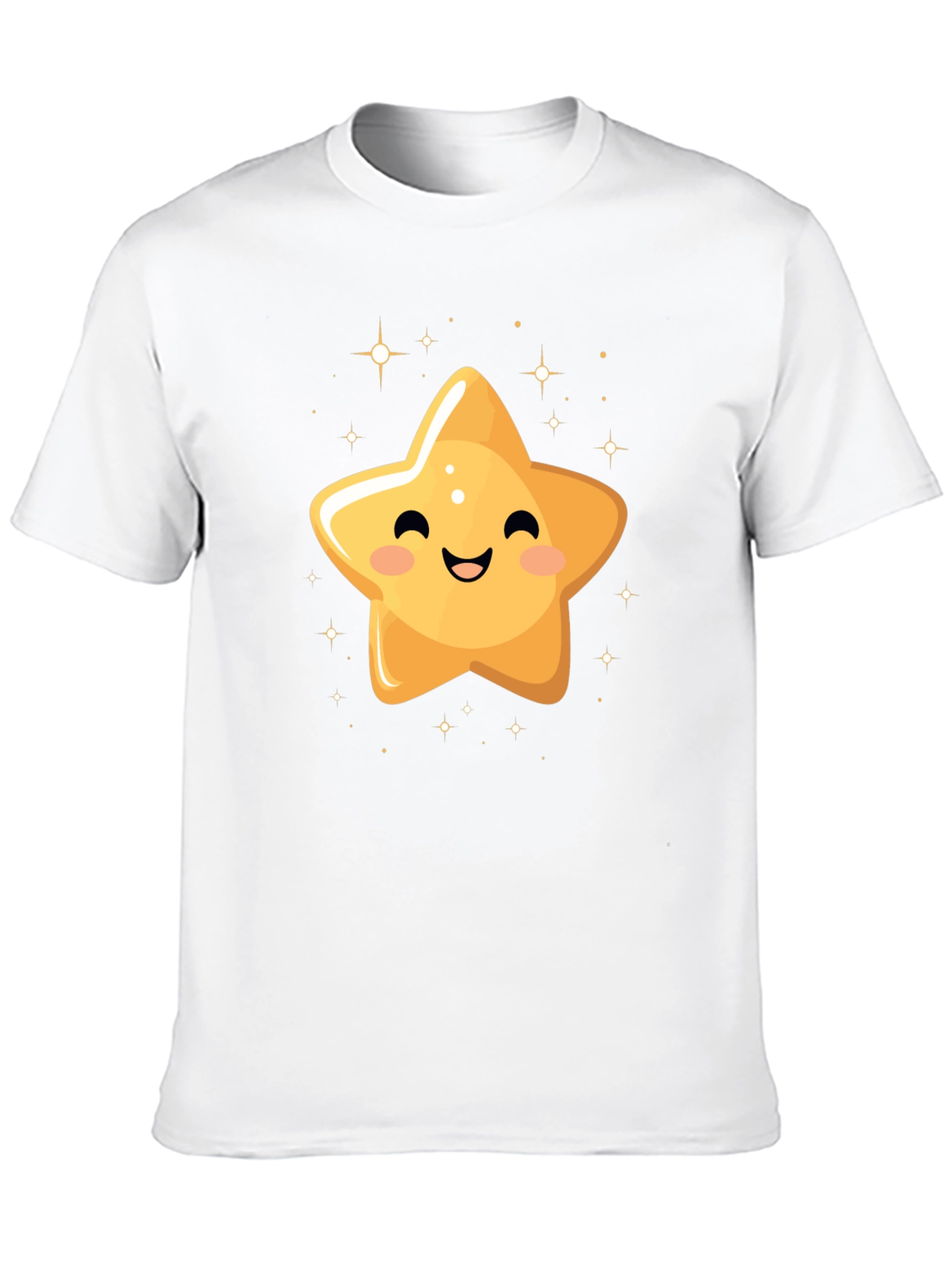 Black Cute Smiling Star Black T-Shirt view 10