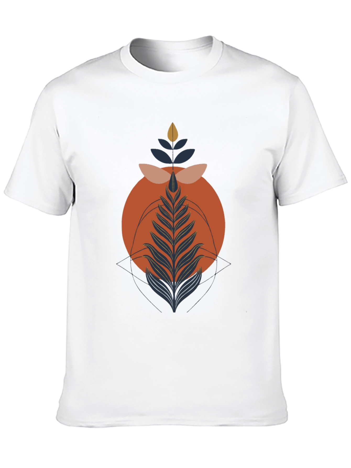 Black Modern Geometric Plant Graphic Tee - Stylish Black T-Shirt view 10