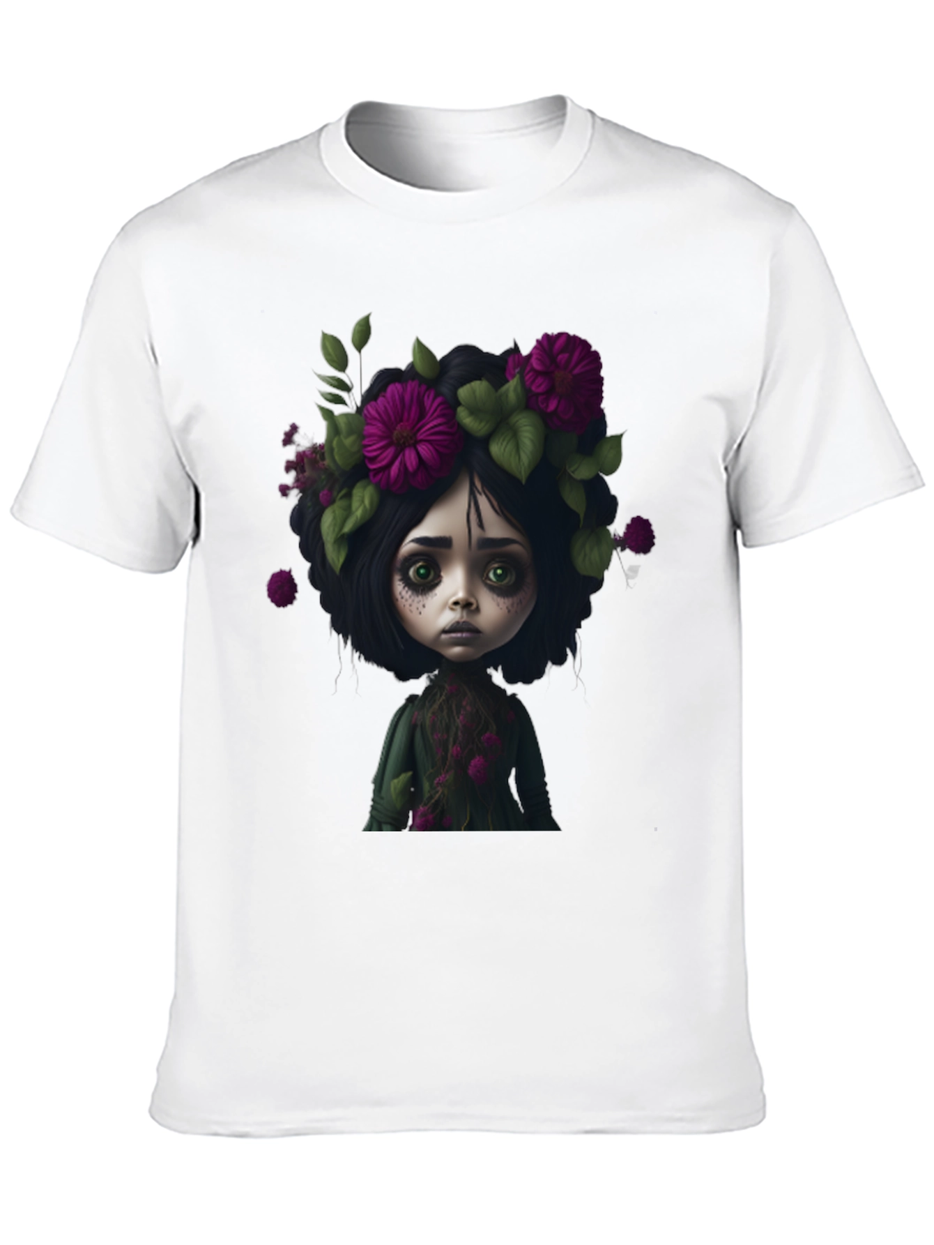 Black Floral Doll Graphic Black T-Shirt view 10