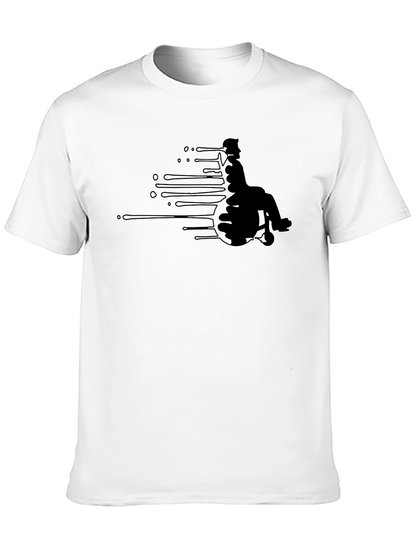 Black Wheelchair Silhouette Graphic Tee - Black Cotton T-Shirt view 10