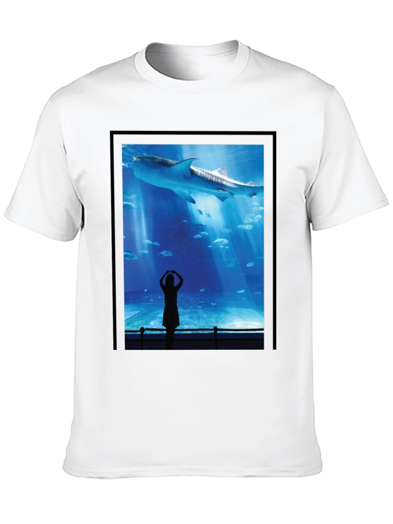 Black Aquarium Shark Graphic Tee - Black Cotton T-Shirt view 10