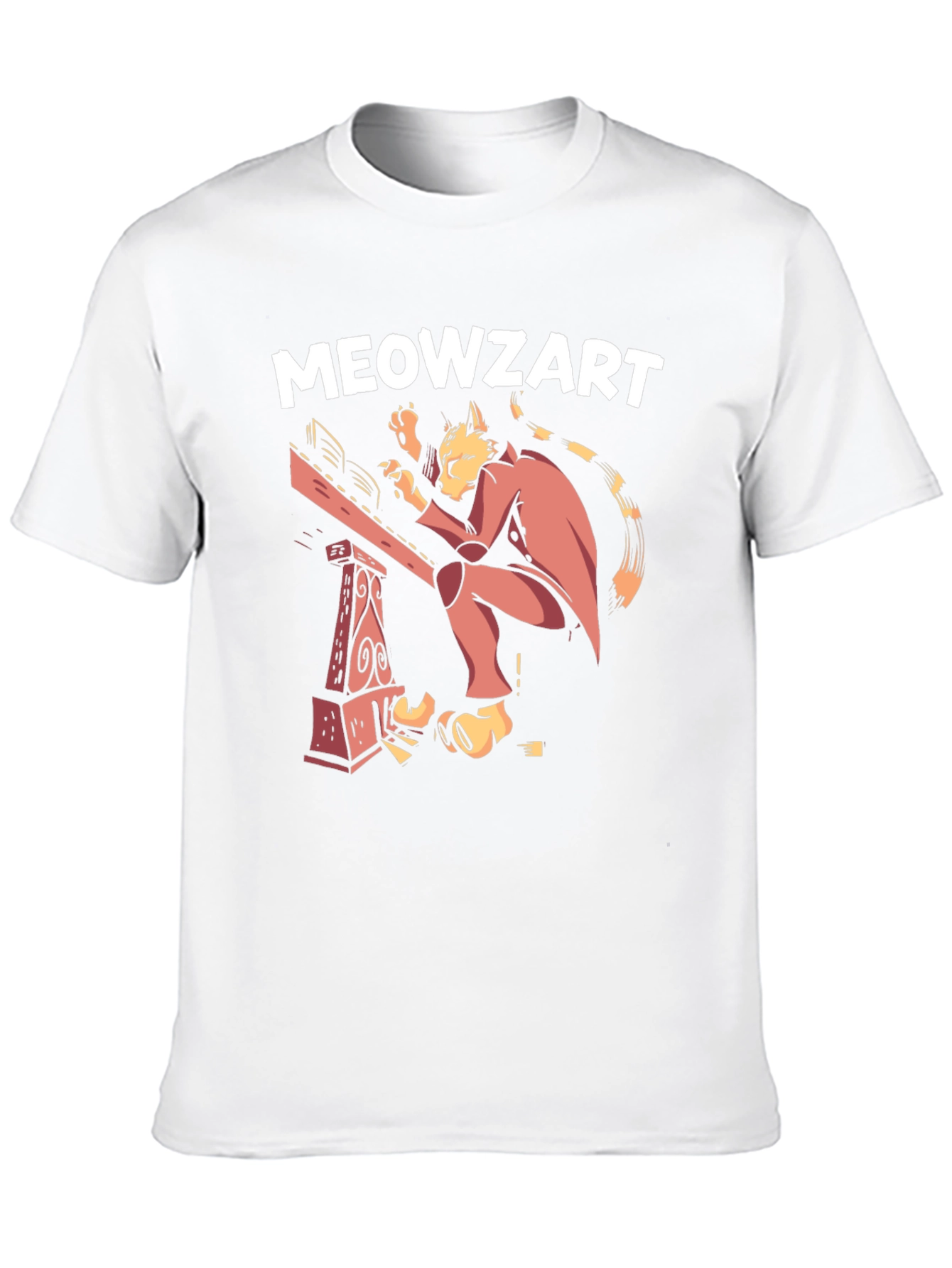 Black Meowzart Cat Musician Graphic T-Shirt view 10