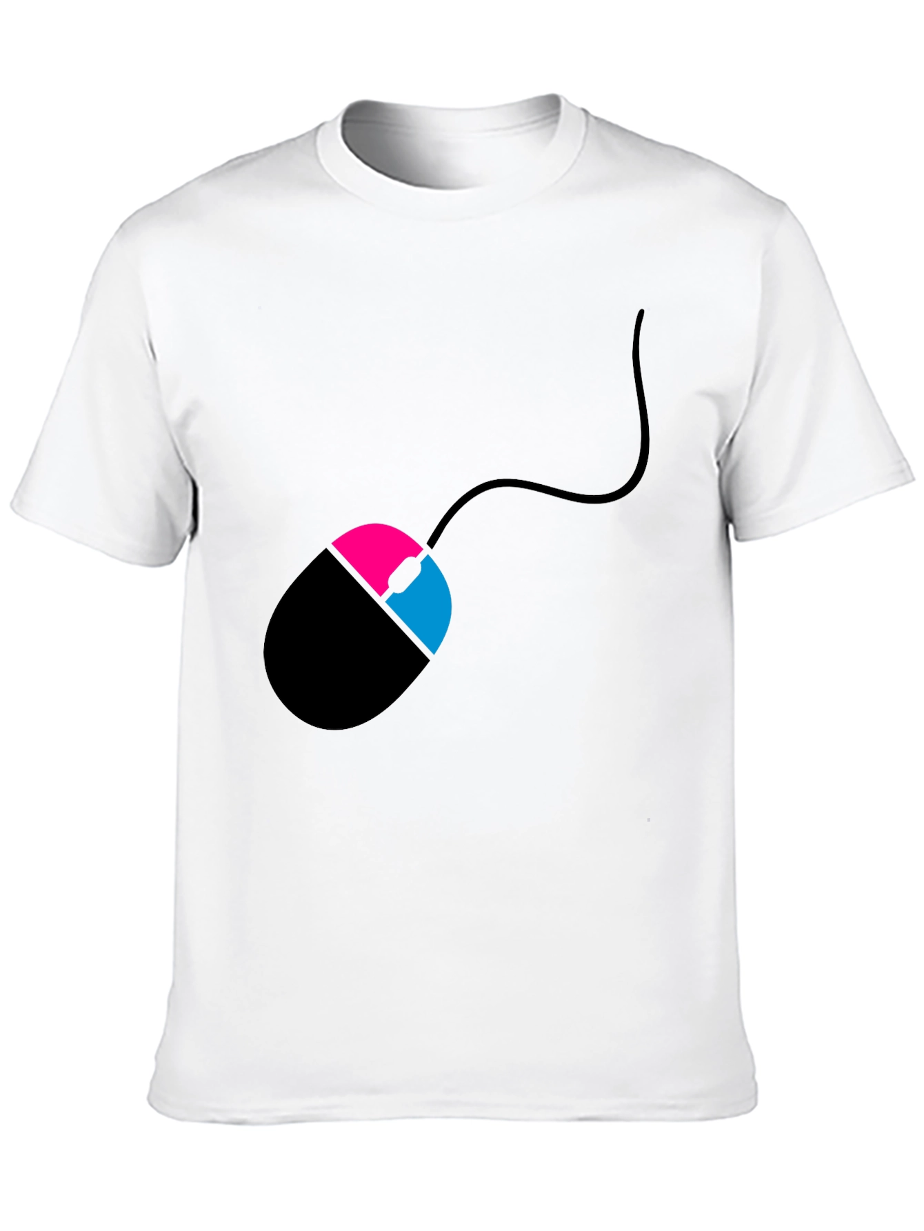 Black Men's Black T-Shirt with Mouse Design view 10