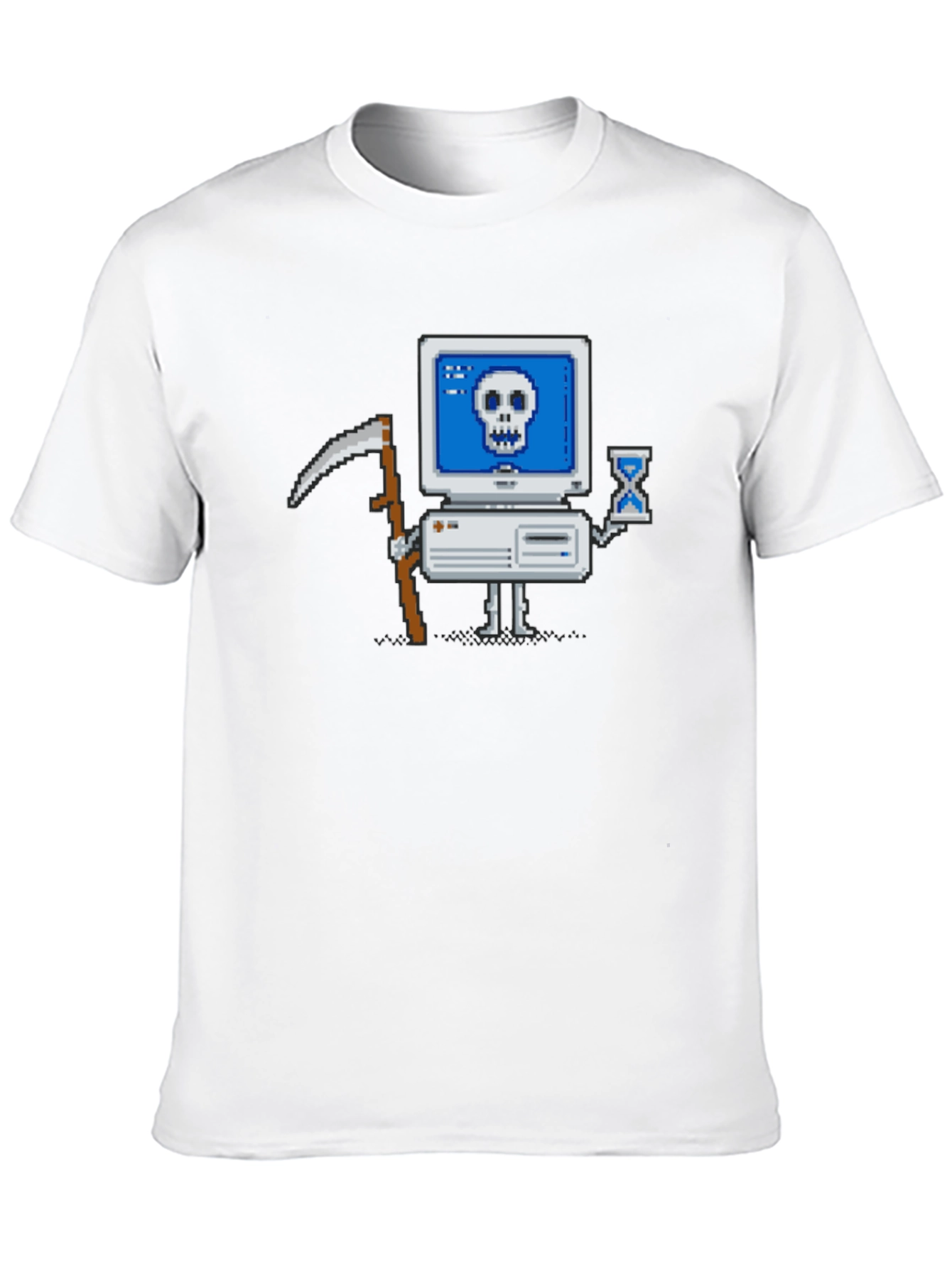 Black Pixel Grim Reaper Computer T-Shirt - Tech Humor Tee view 10