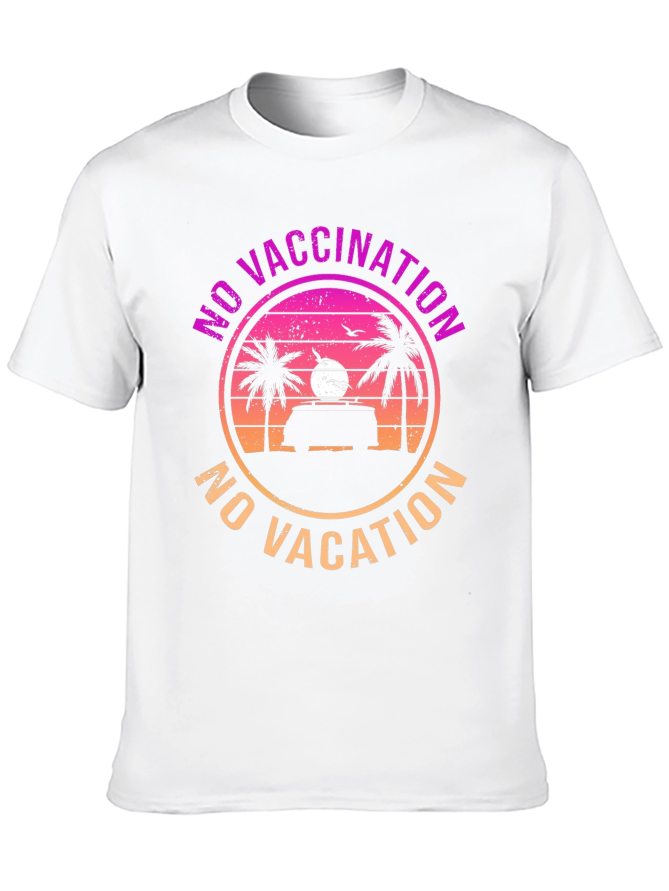 Black No Vaccination No Vacation Graphic T-Shirt view 10