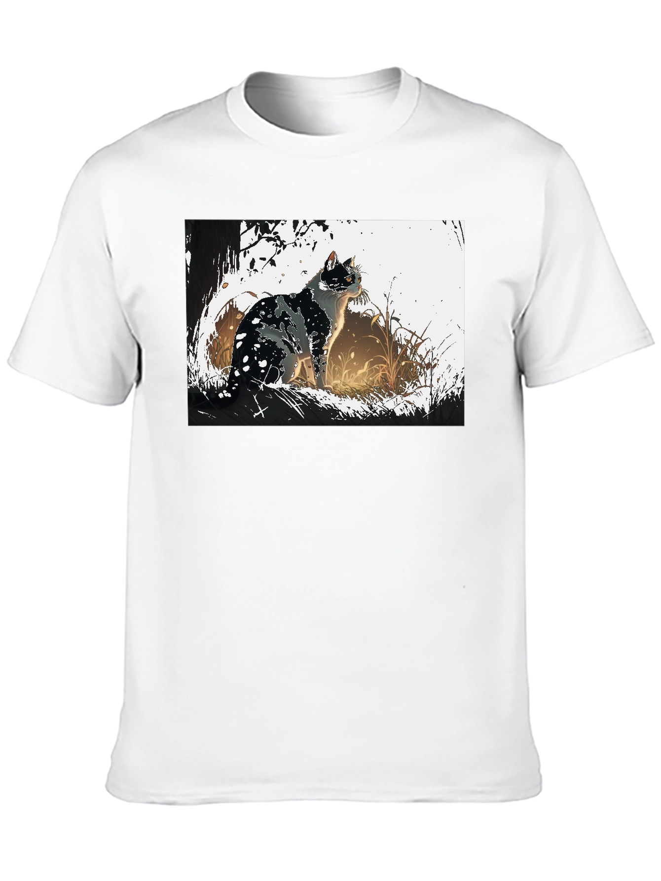 Black Cat Graphic Tee - Black Cotton T-Shirt view 10