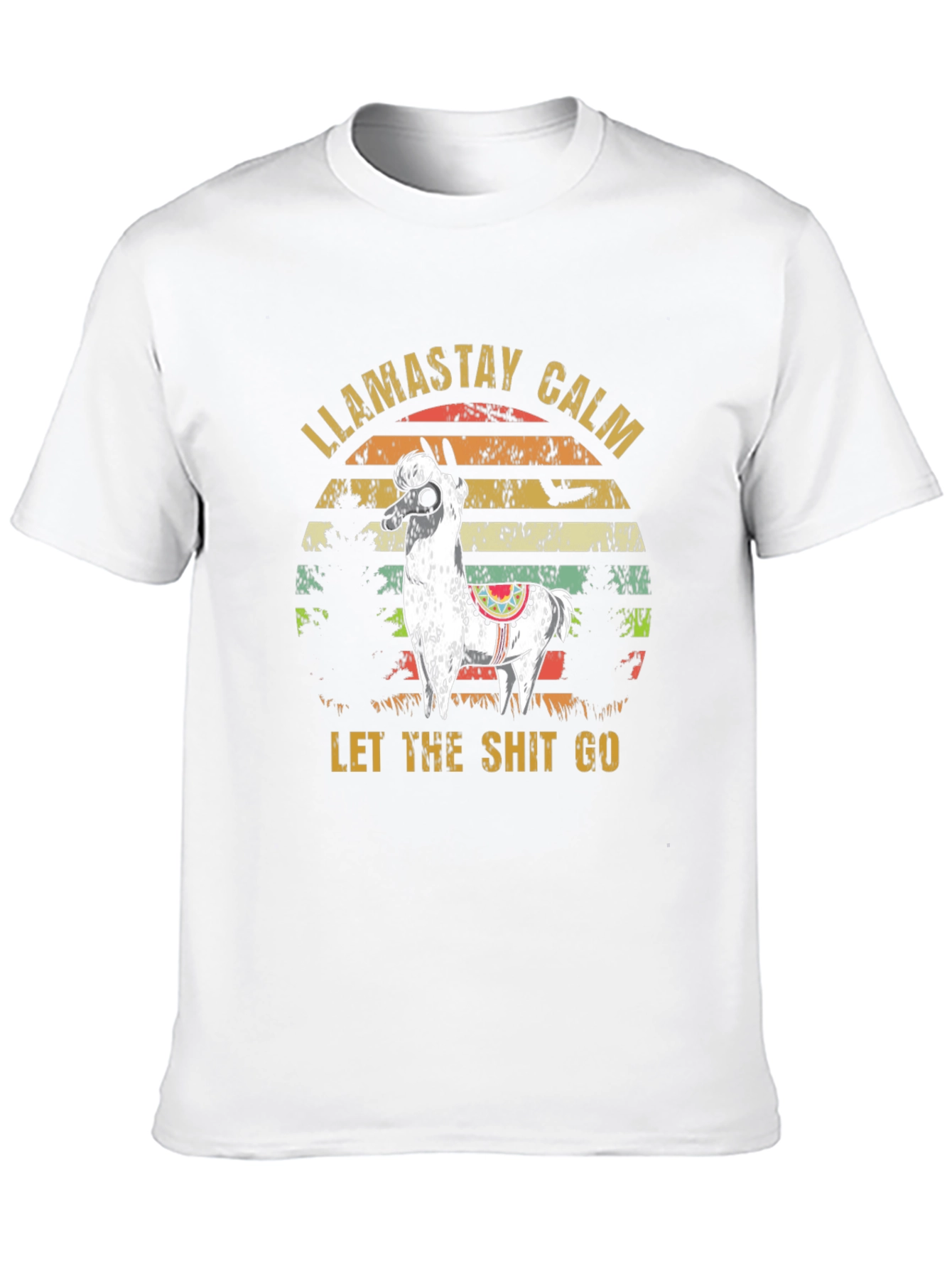 Black Llama Stay Calm T-Shirt - Funny Slogan Tee view 10