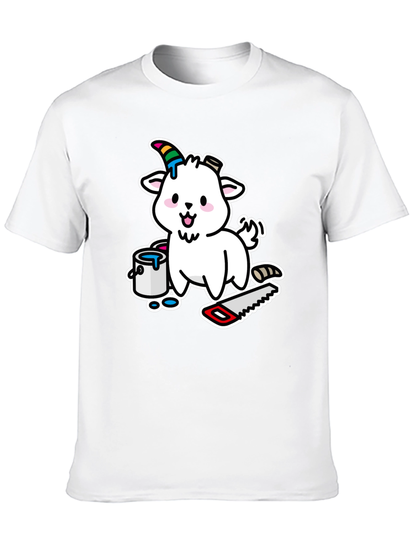 Black Goat DIY T-Shirt: Cartoon Goat with Paint and Saw view 10