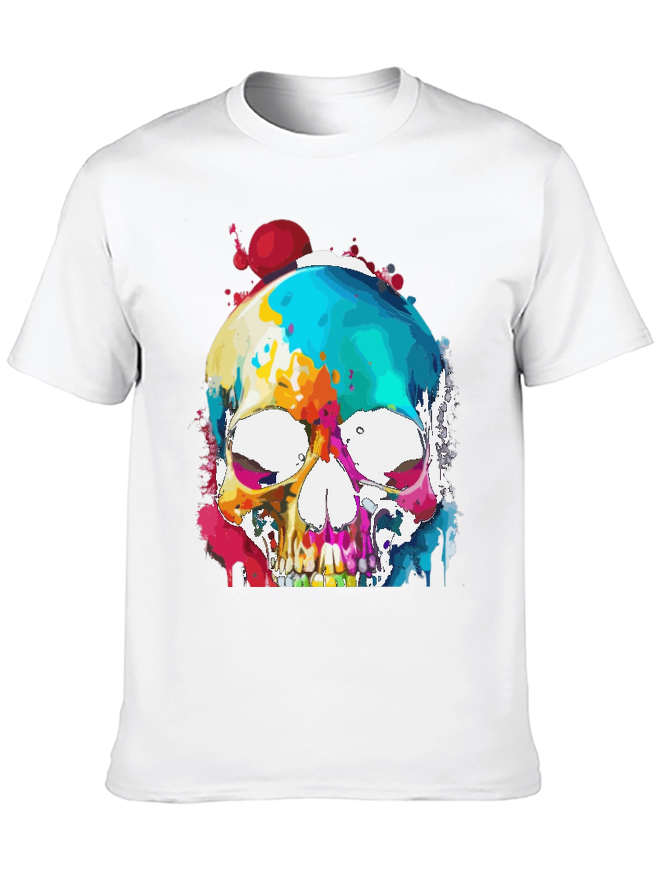 Black Colorful Skull Graphic Tee - Men's Black T-Shirt view 10